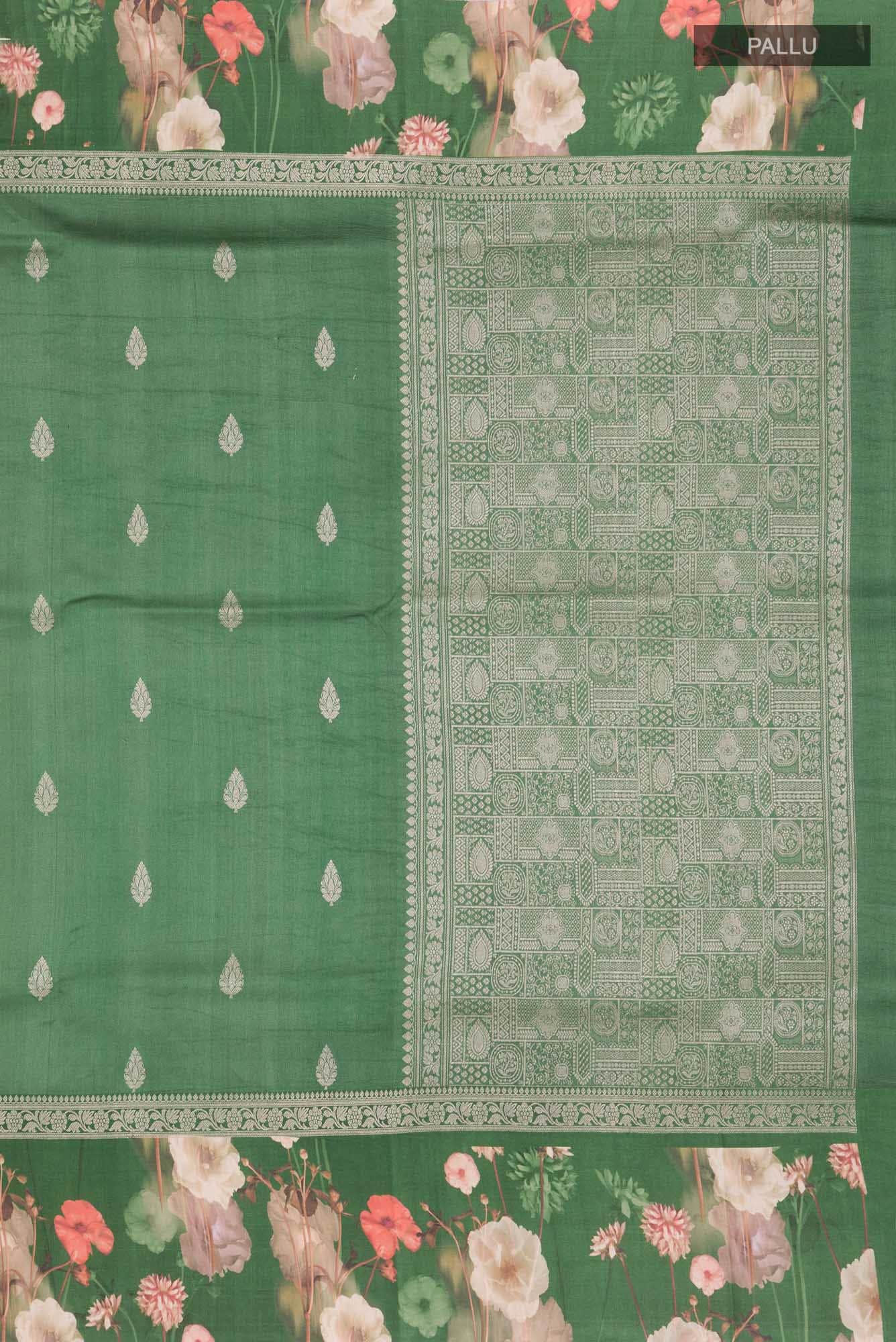 Green Bhagalpuri Tussar Silk Saree