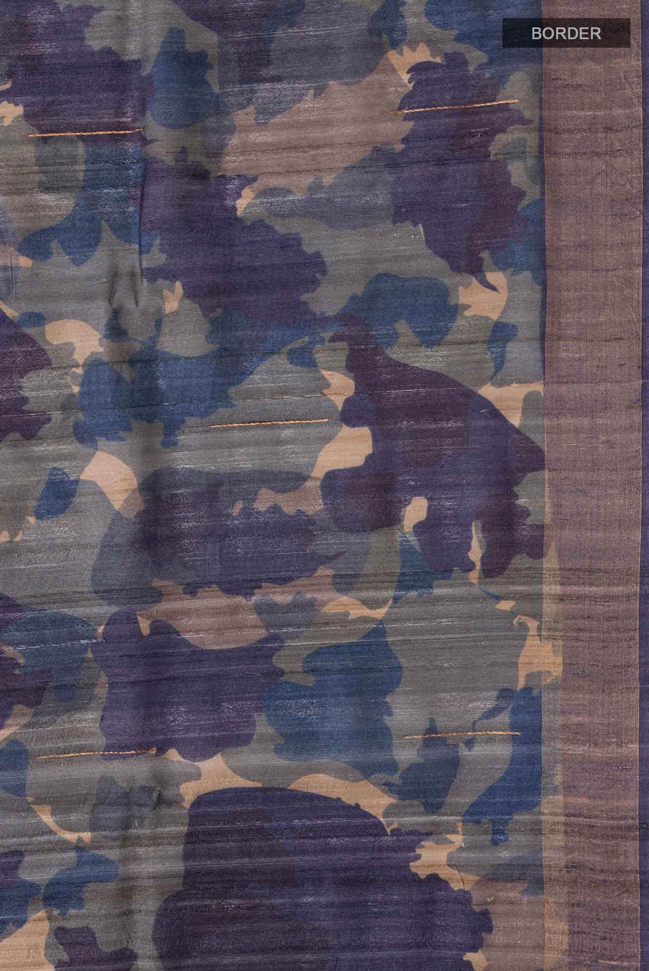 Blue Bhagalpuri Tussar Silk Saree