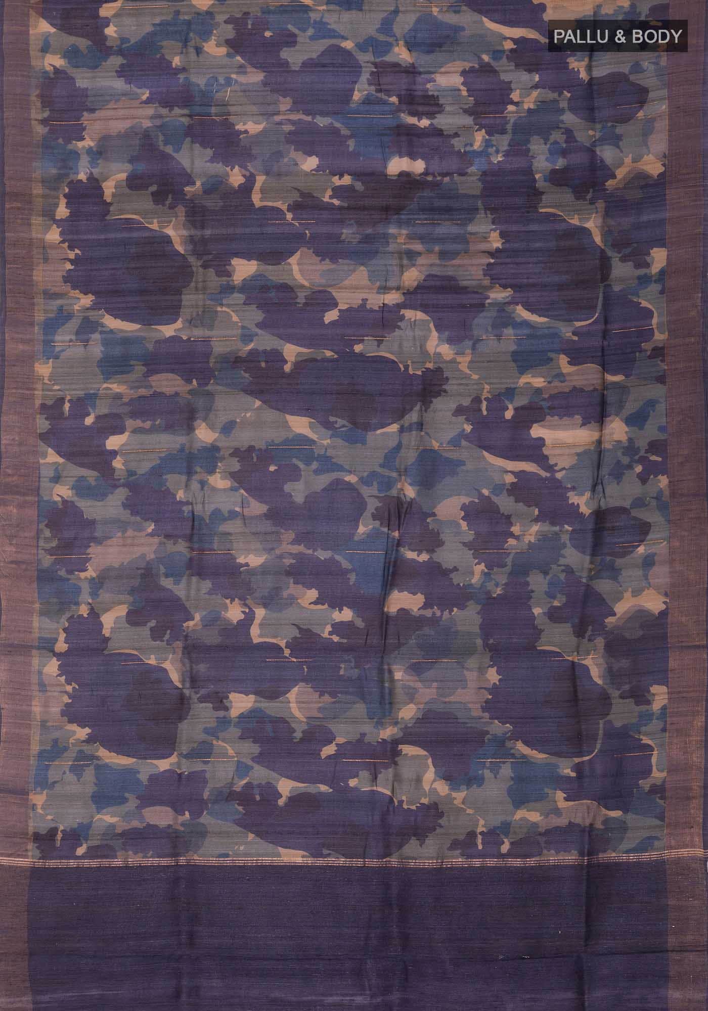Blue Bhagalpuri Tussar Silk Saree