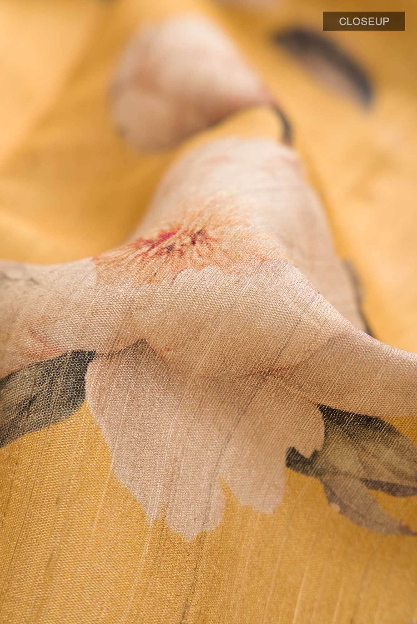 Yellow Bhagalpuri Tussar Silk Saree