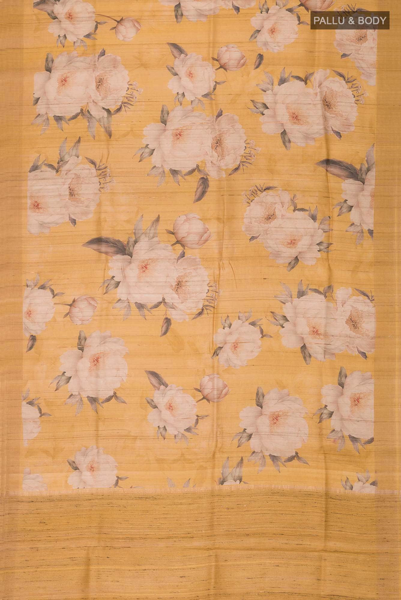 Yellow Bhagalpuri Tussar Silk Saree
