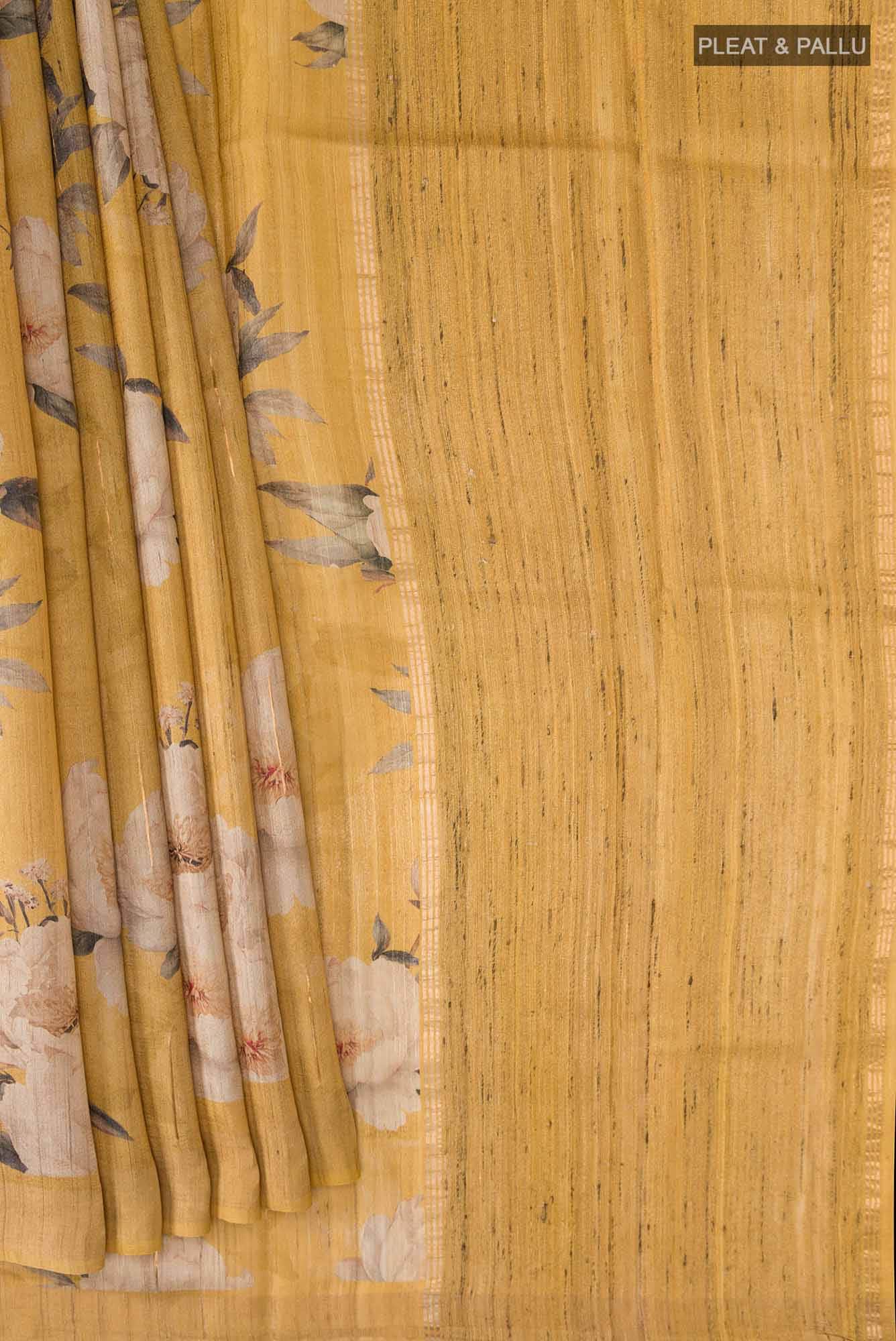Yellow Bhagalpuri Tussar Silk Saree
