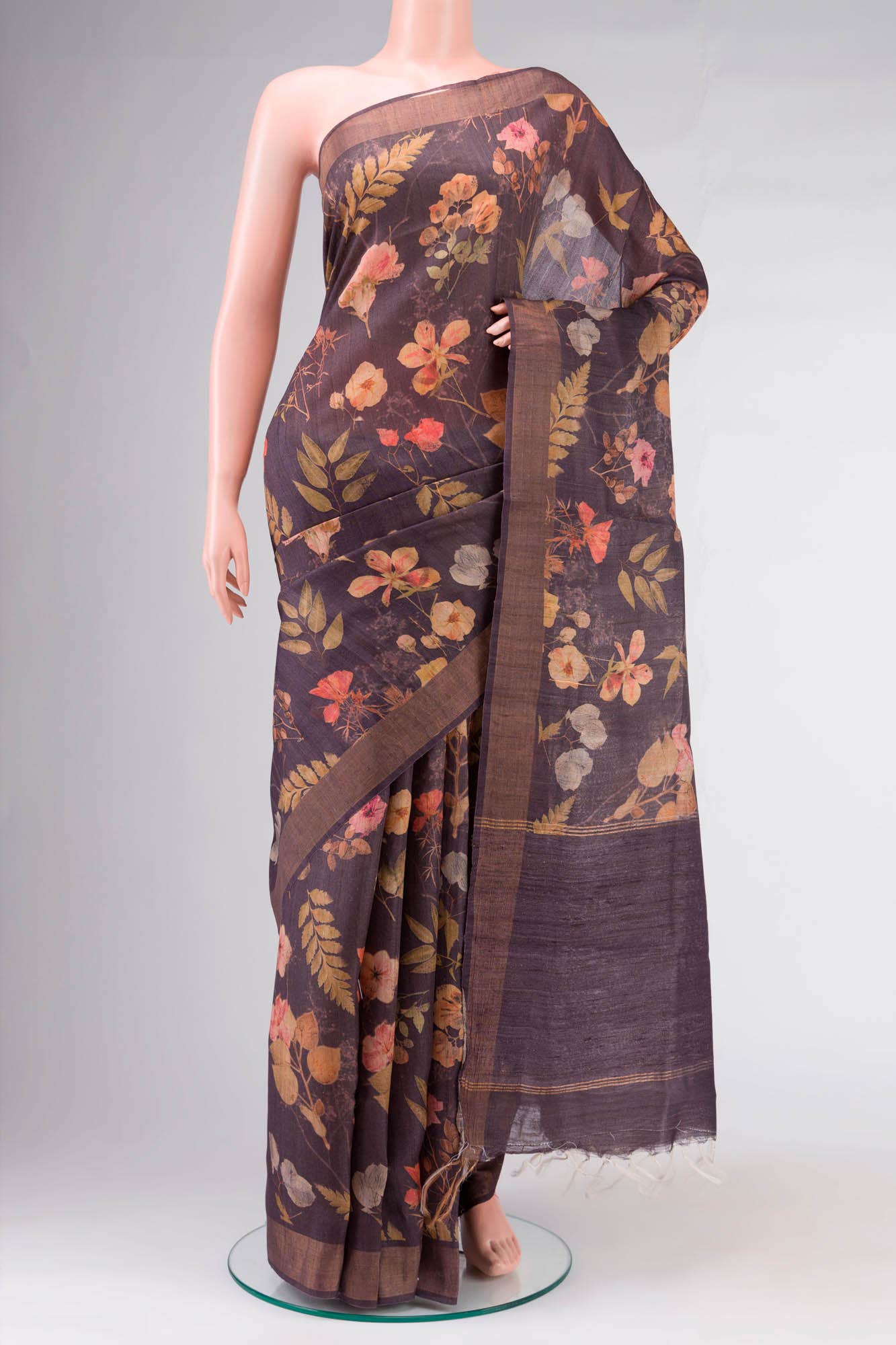 Purple Bhagalpuri Tussar Silk Saree