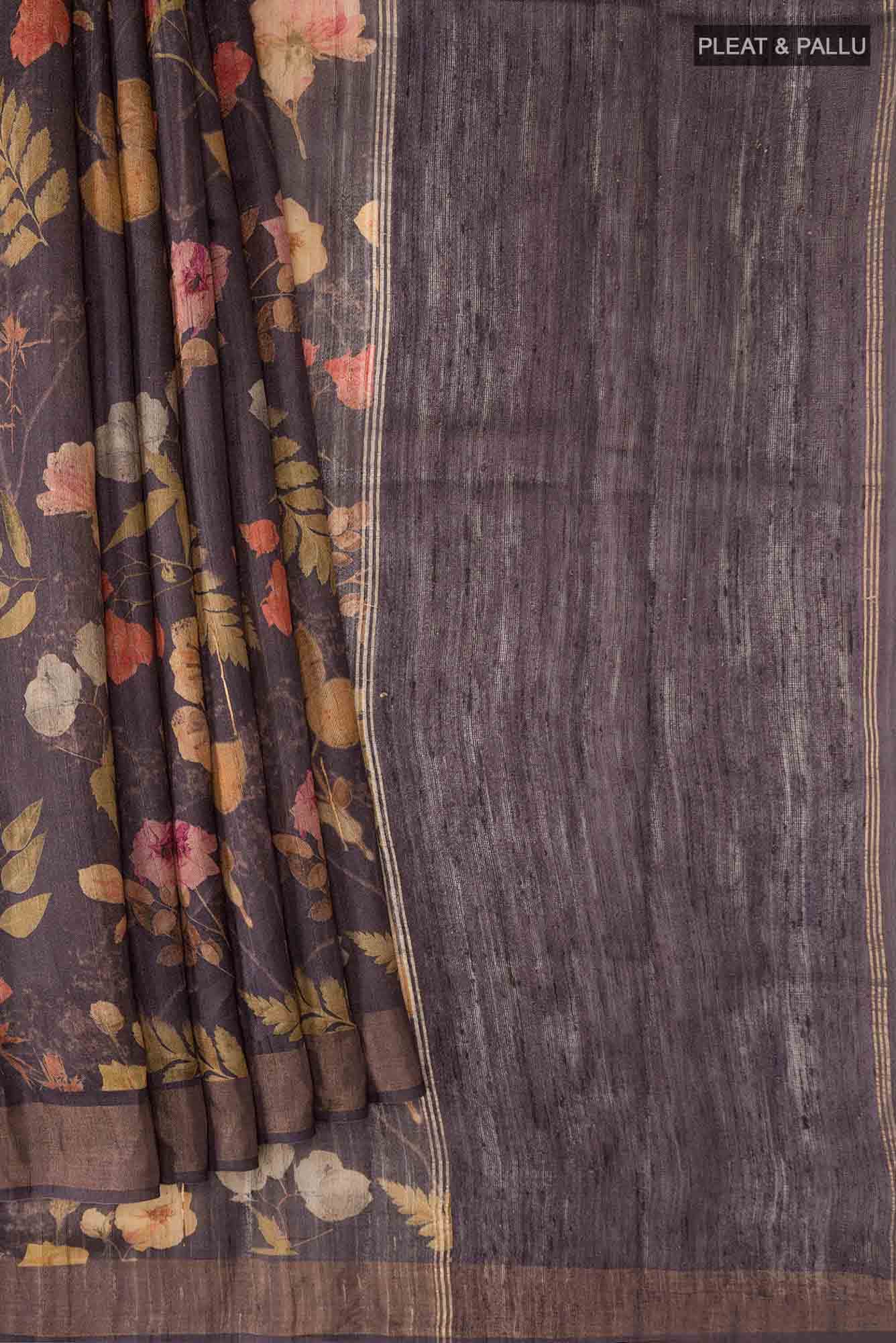 Purple Bhagalpuri Tussar Silk Saree