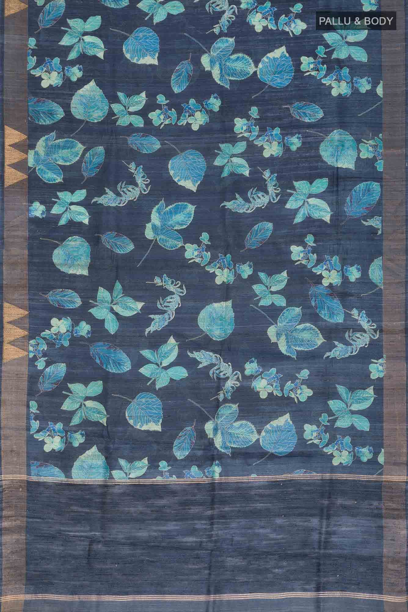 Blue Bhagalpuri Tussar Silk Saree