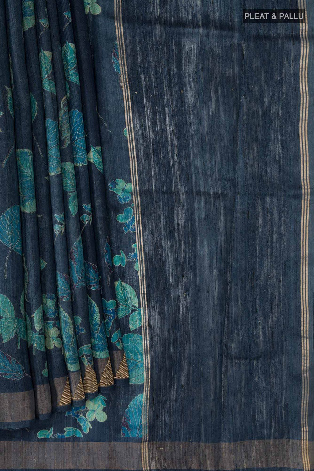Blue Bhagalpuri Tussar Silk Saree