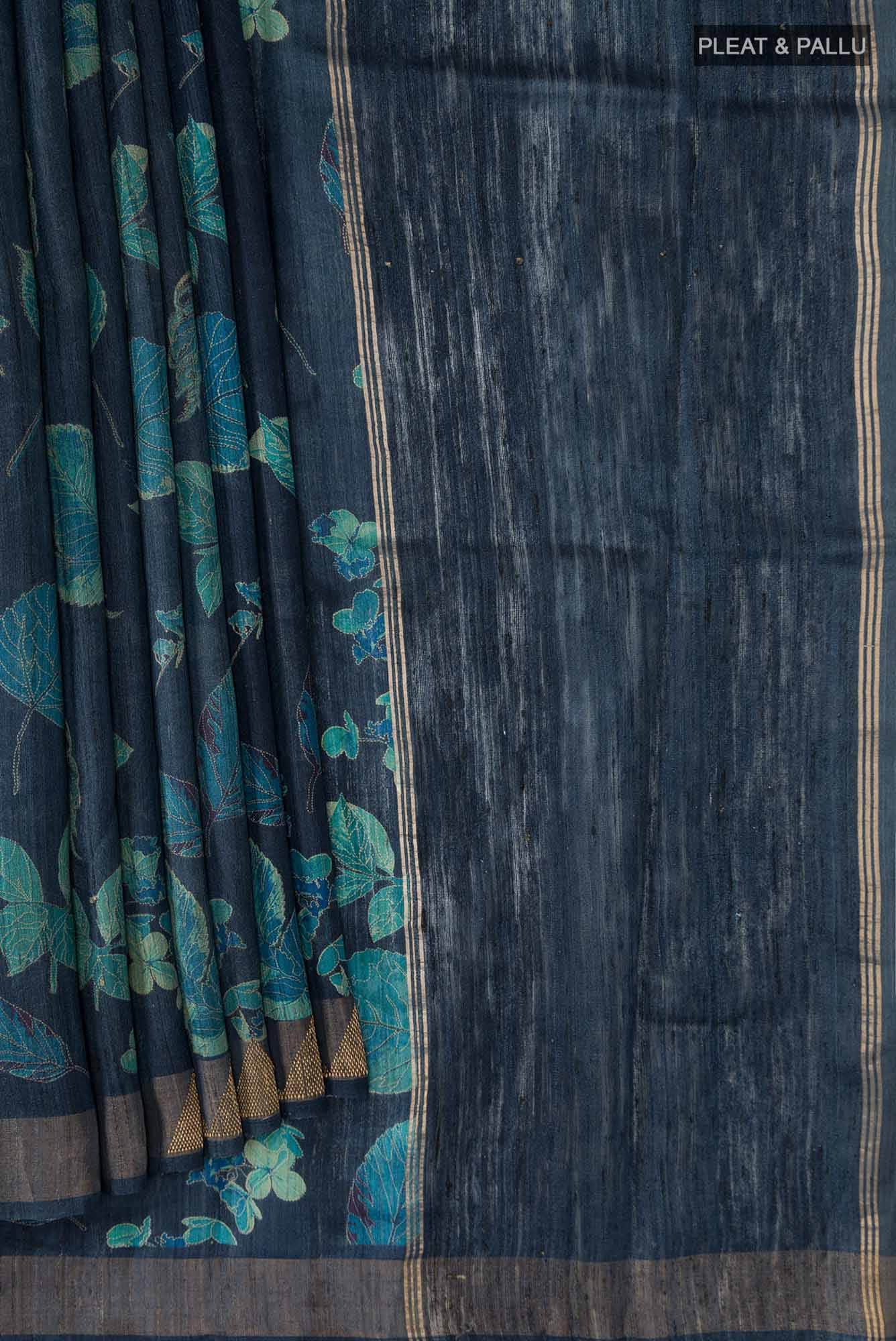 Blue Bhagalpuri Tussar Silk Saree