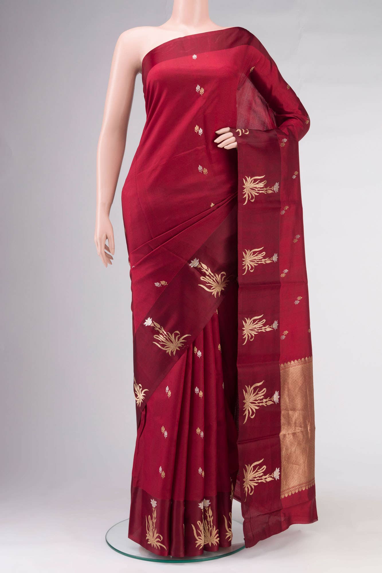 Maroon Banarasi Katan Silk Saree