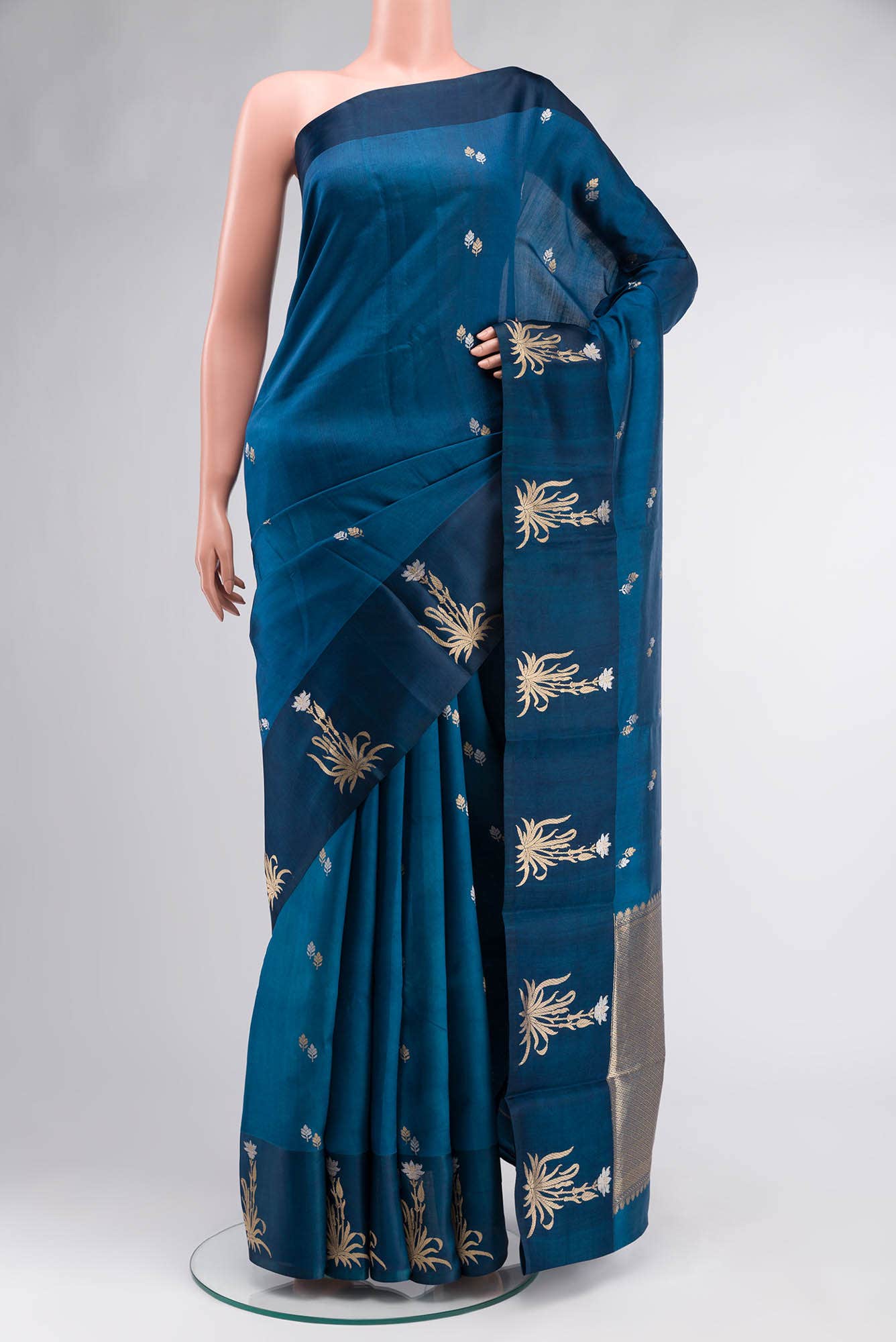 Blue Banarasi Katan Silk Saree