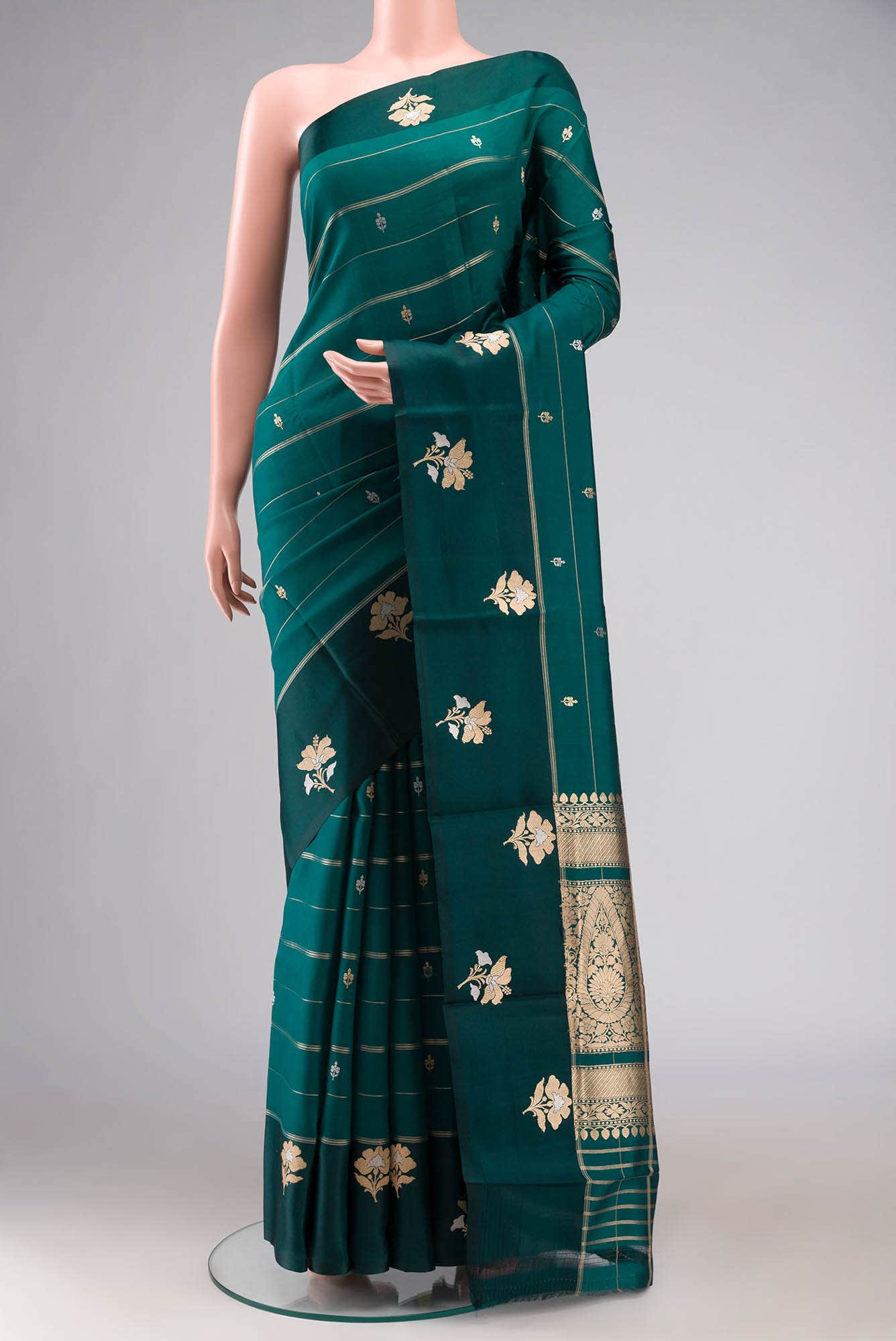 Green Banarasi Katan Silk Saree
