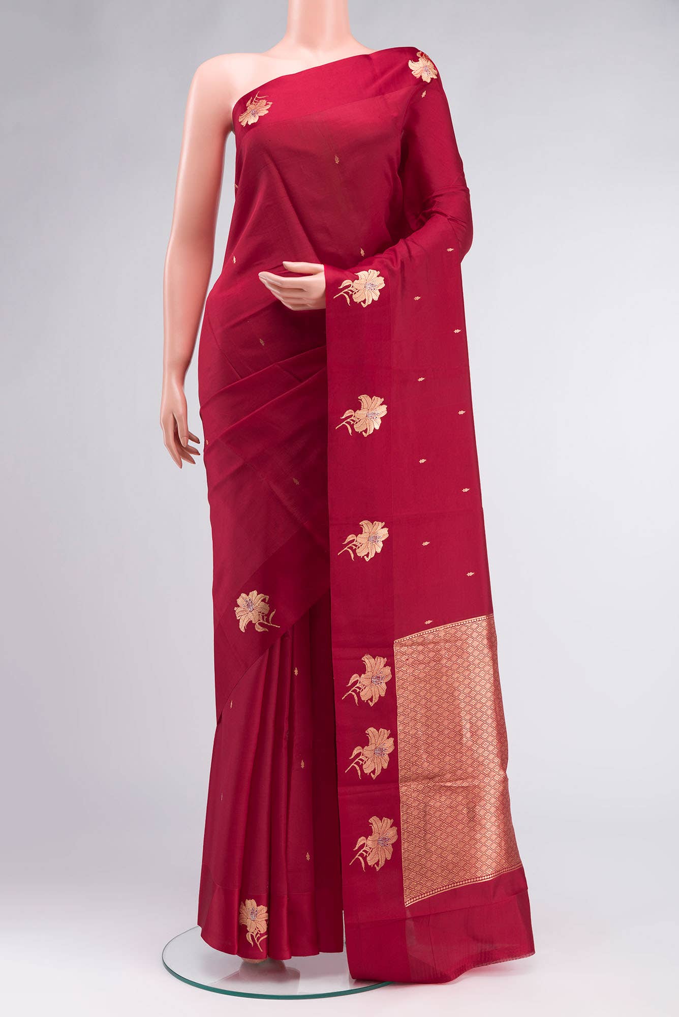 Red Banarasi Katan Silk Saree