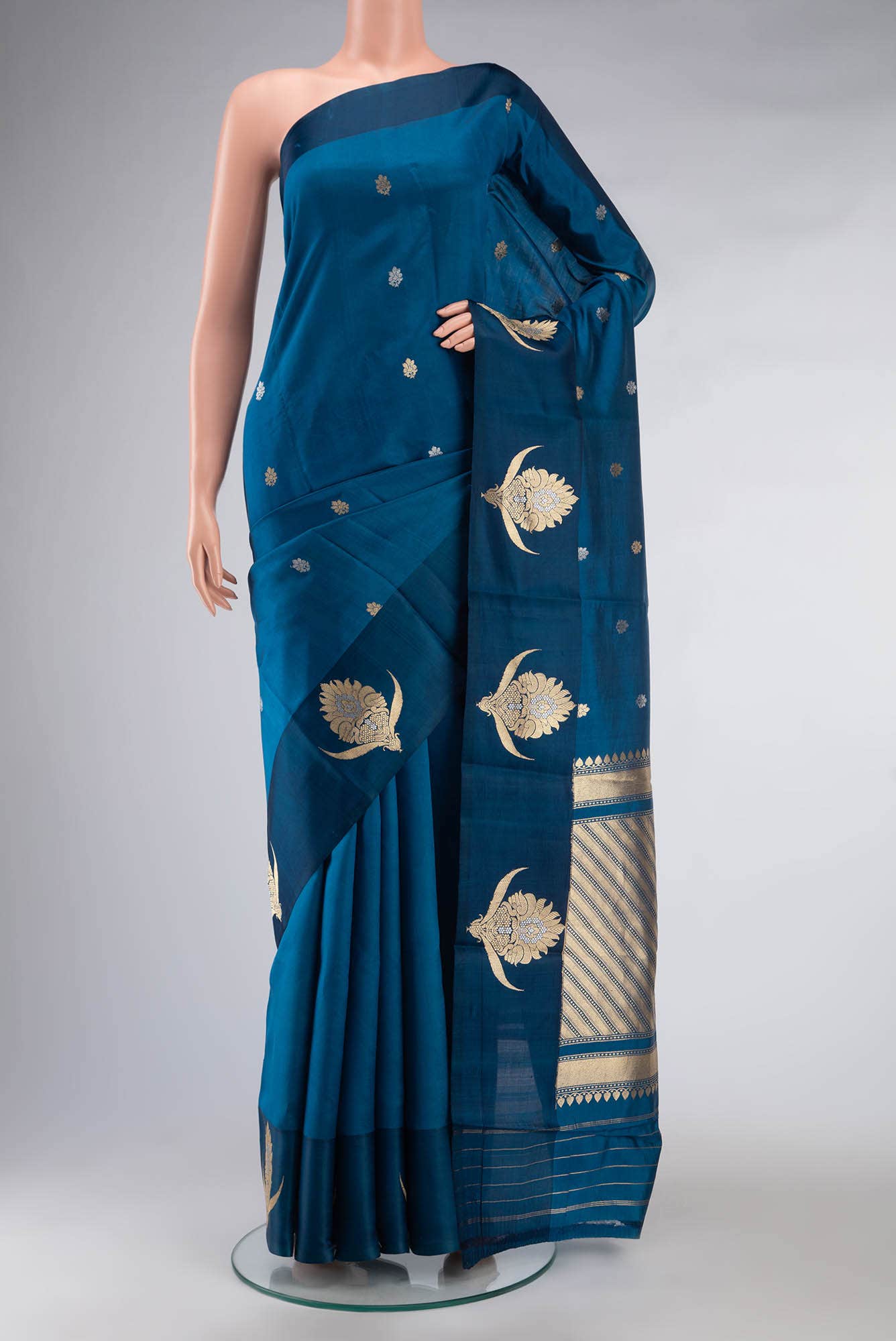 Blue Banarasi Katan Silk Saree