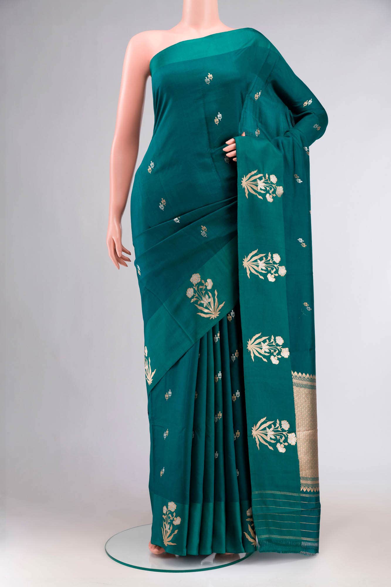 Green Banarasi Katan Silk Saree