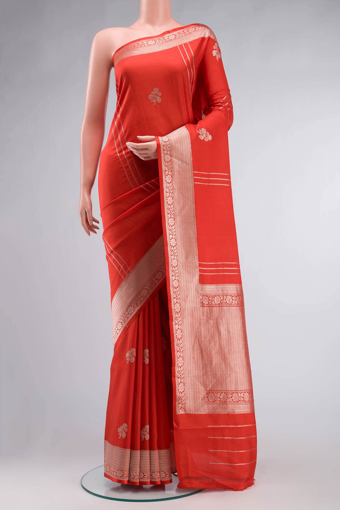 Red Banarasi Katan Silk Saree