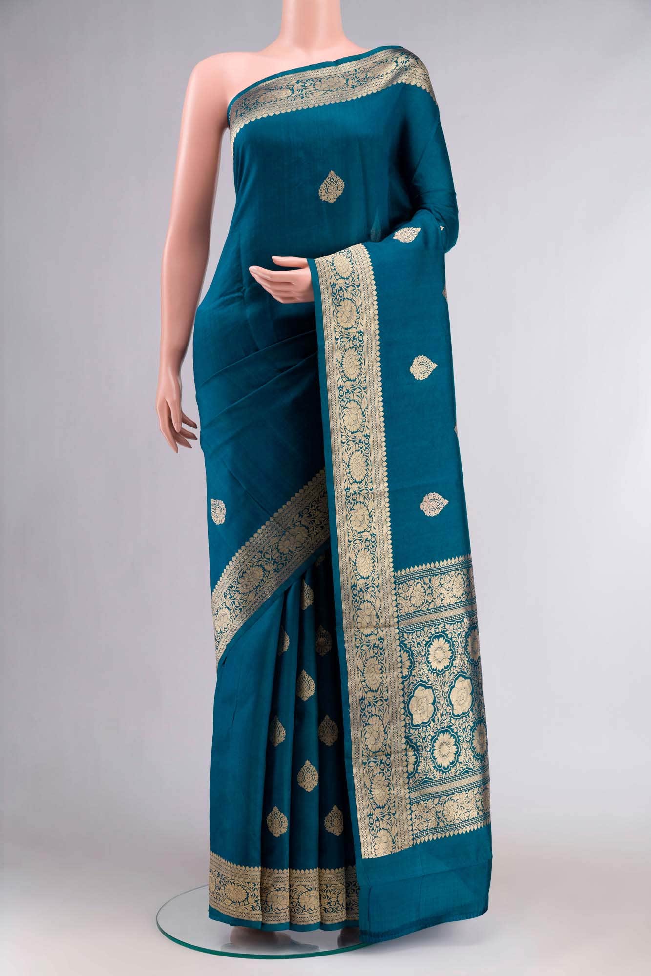 Blue Banarasi Katan Silk Saree