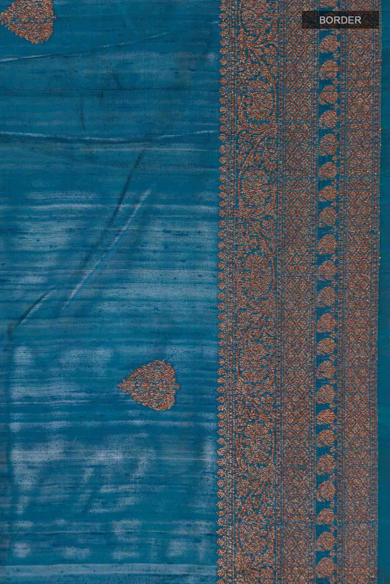 Blue Banarasi Tussar Silk Saree