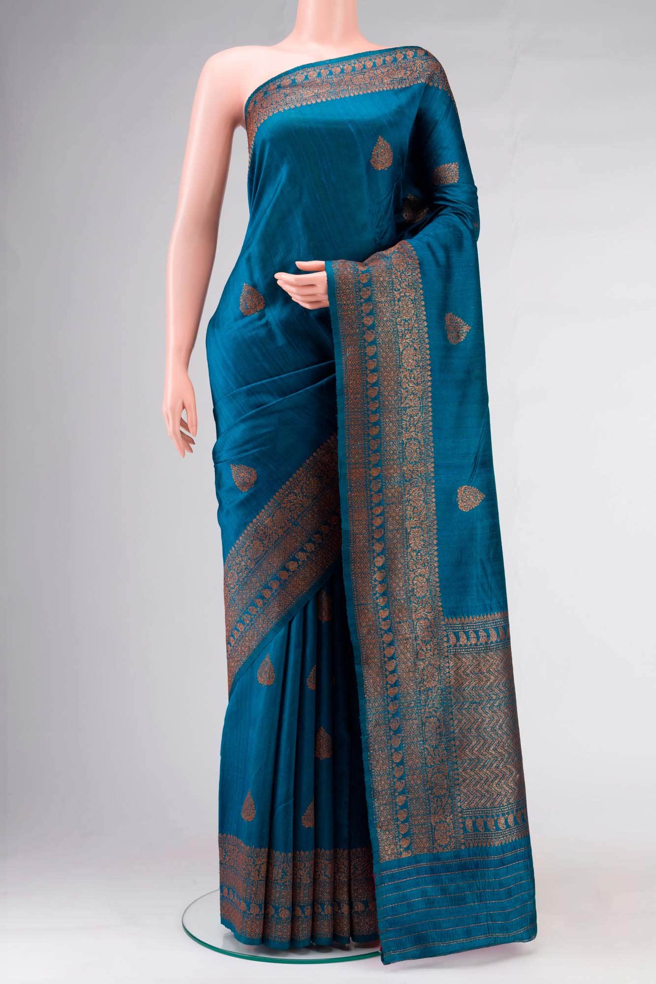 Blue Banarasi Tussar Silk Saree