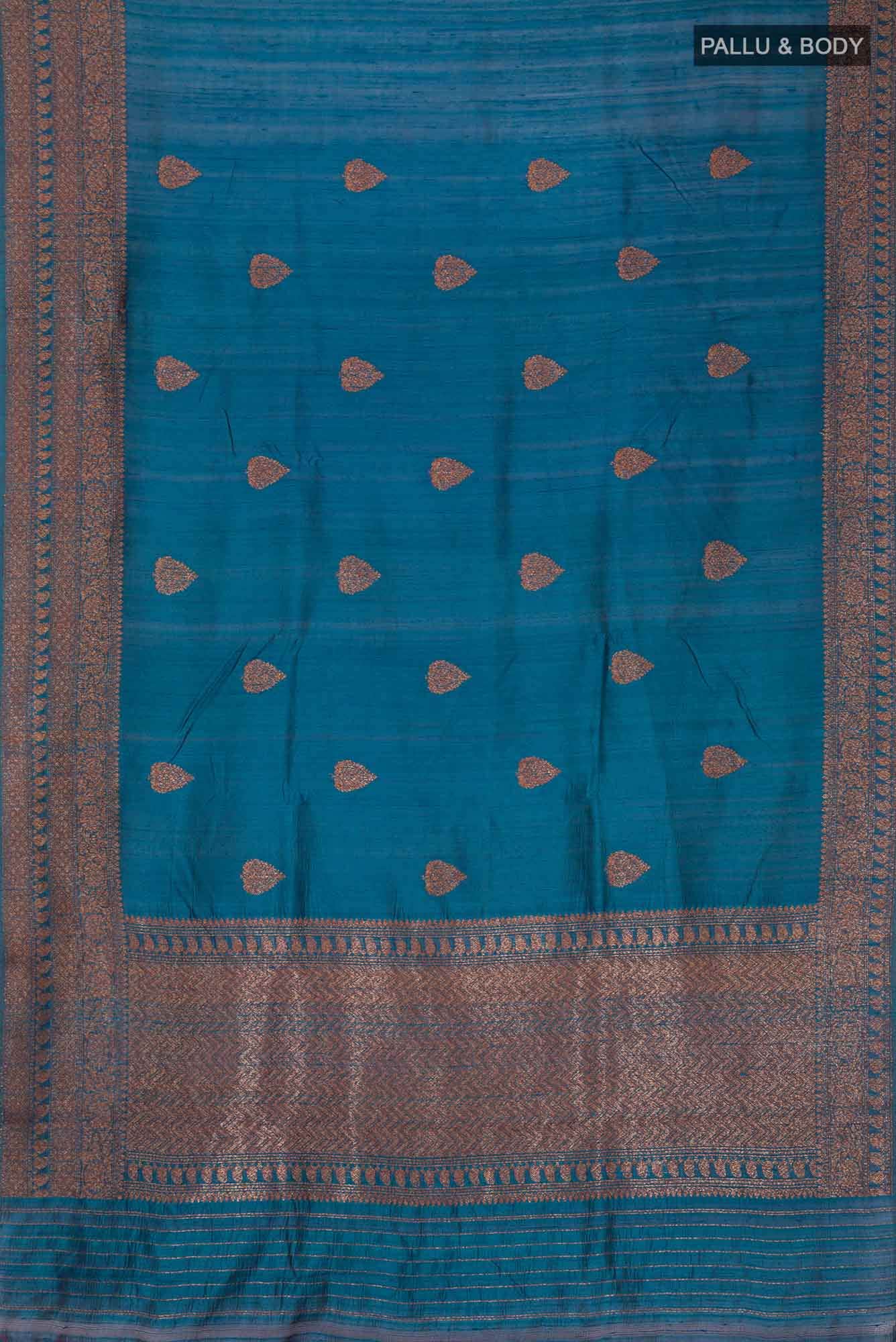 Blue Banarasi Tussar Silk Saree