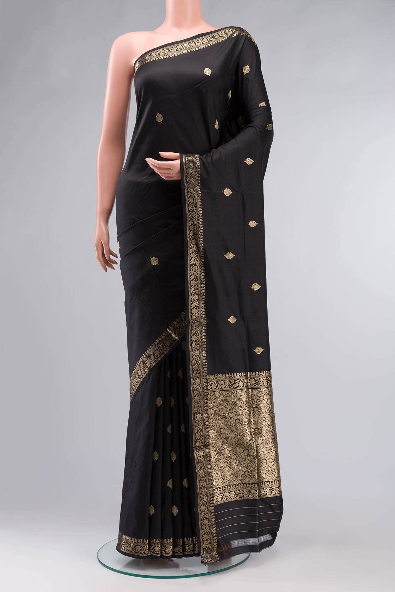 Black Banarasi Katan Silk Saree
