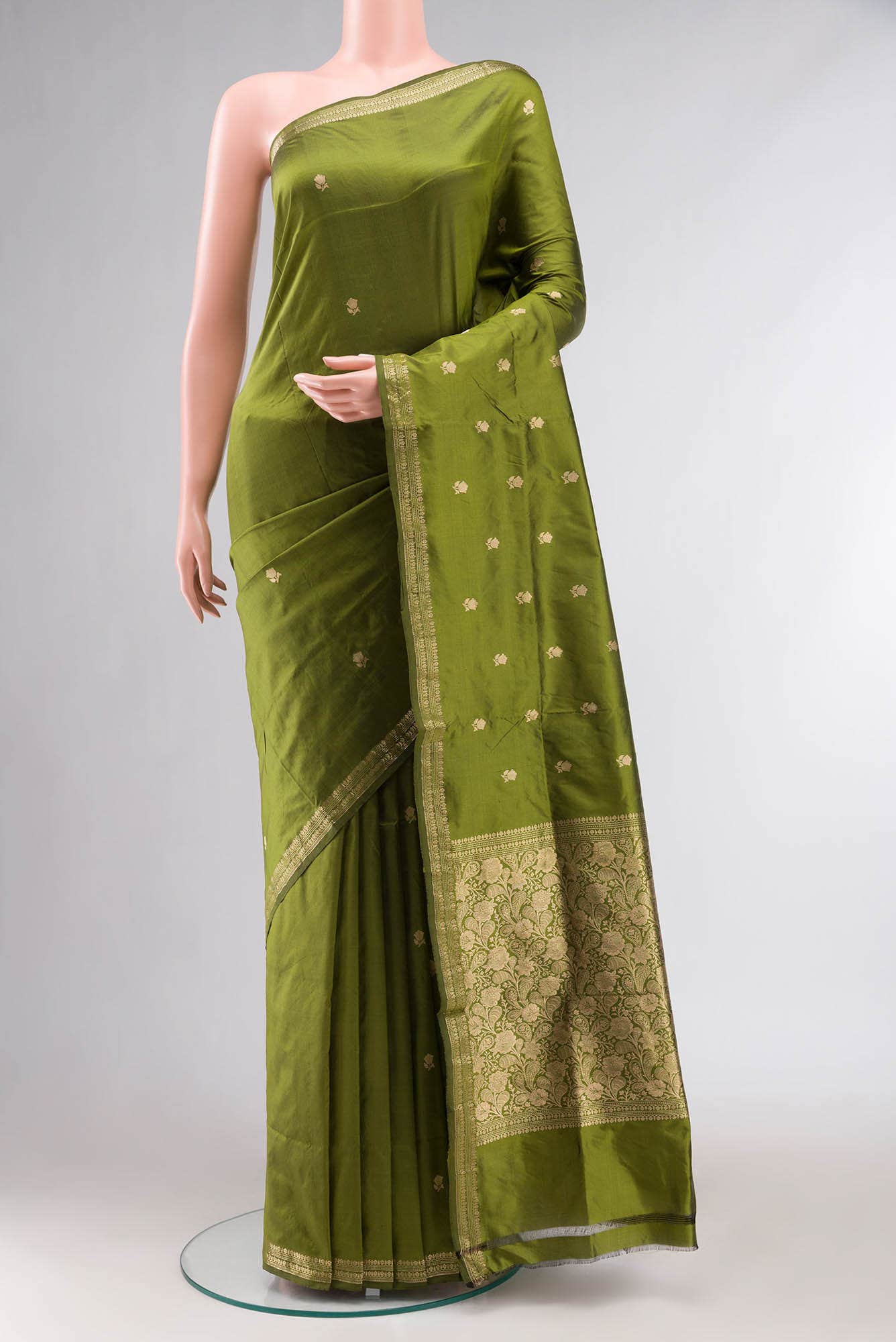 Green Banarasi Katan Silk Saree