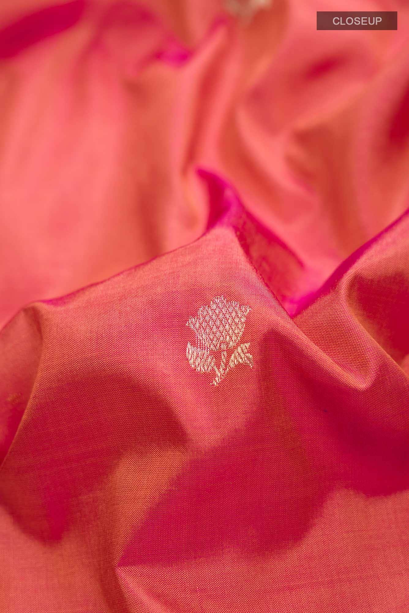 Orange with Pink Dual Tone Banarasi Katan Silk Saree
