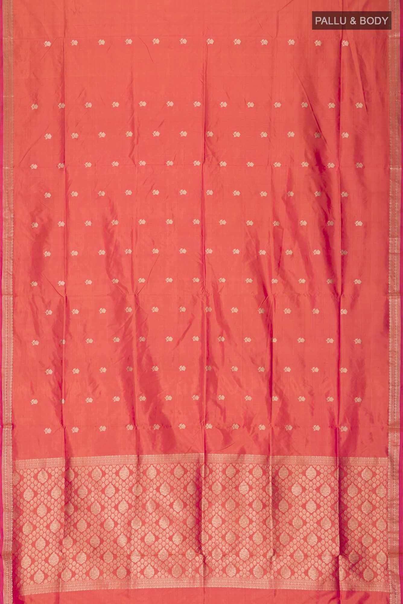 Orange with Pink Dual Tone Banarasi Katan Silk Saree