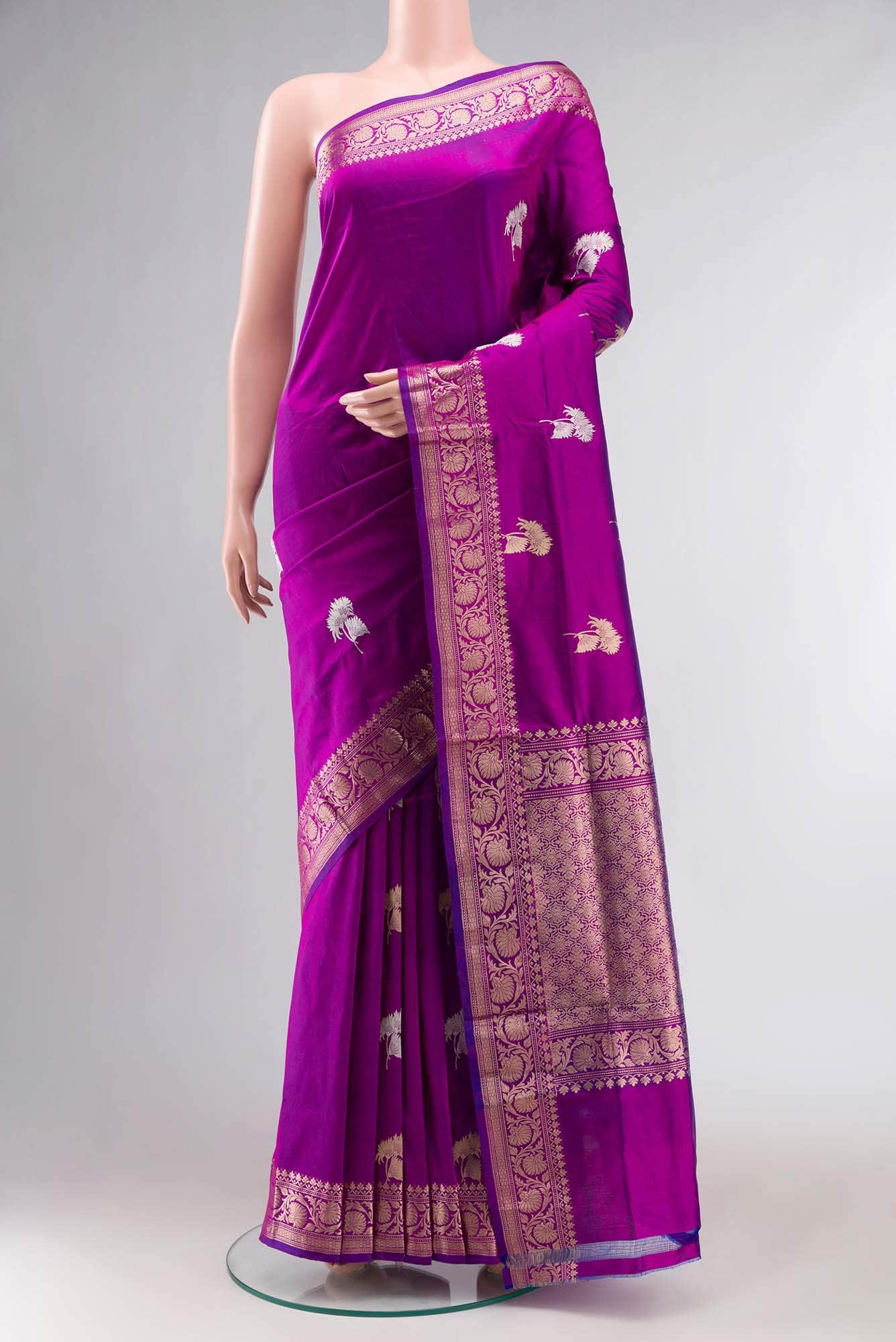 Purple Banarasi Katan Silk Saree