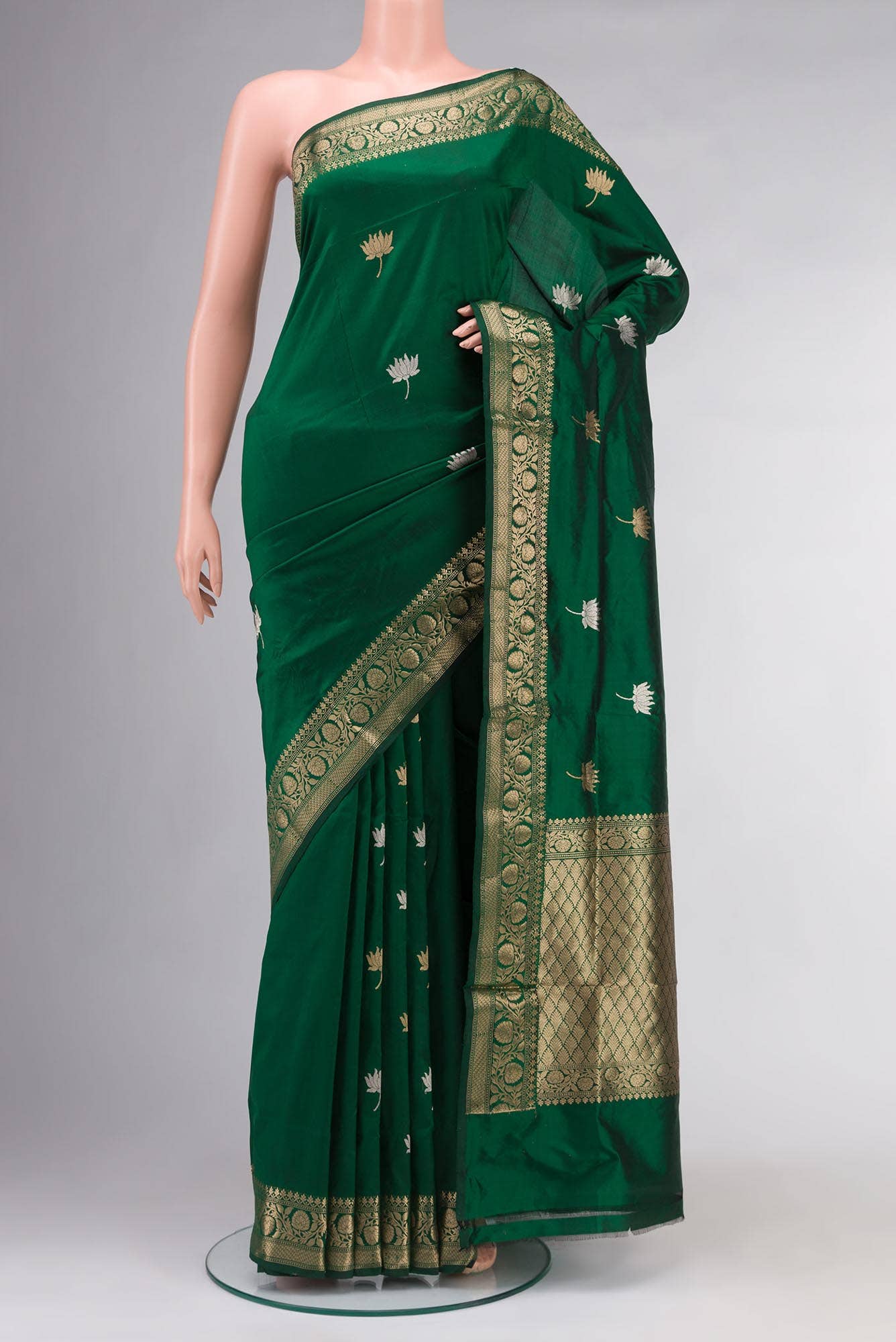Green Banarasi Katan Silk Saree