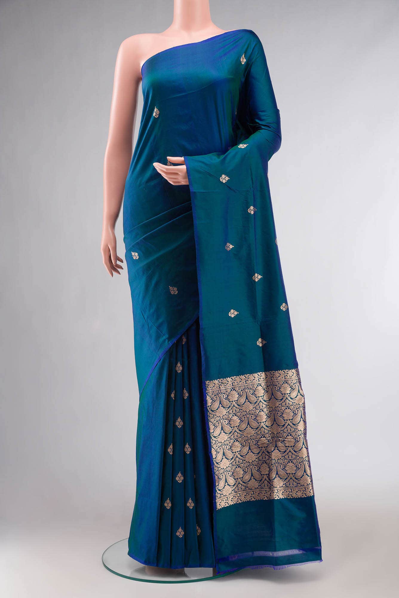 Blue Banarasi Katan Silk Saree