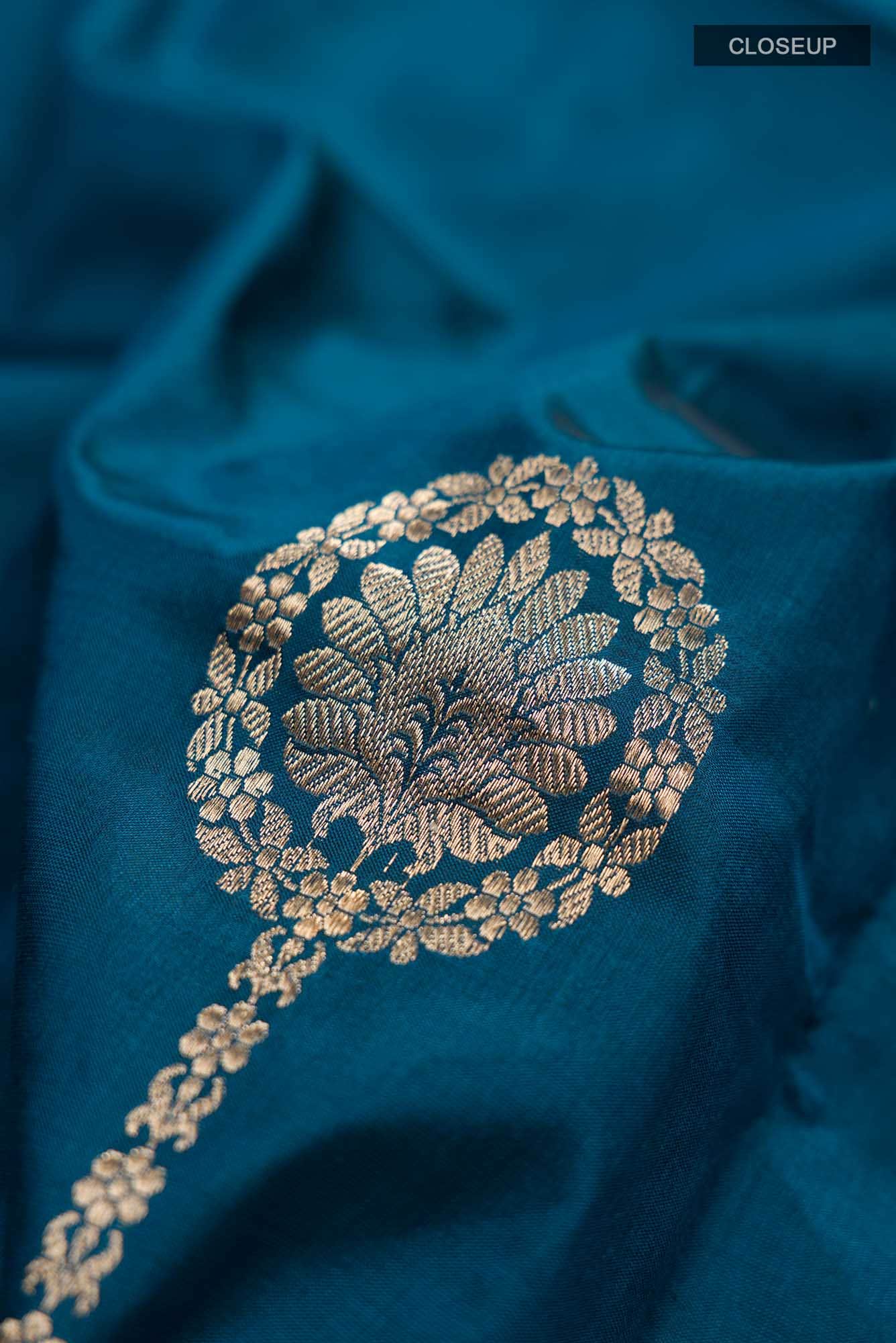 Blue Banarasi Katan Silk Saree