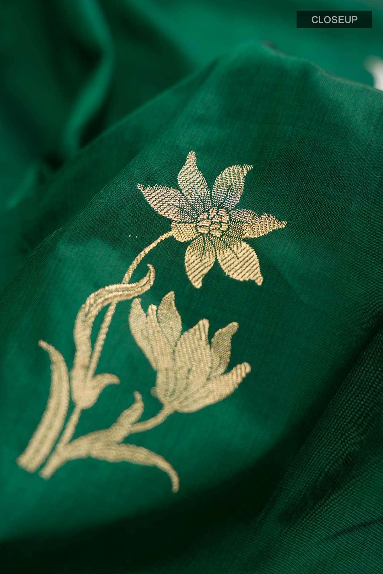 Green Banarasi Katan Silk Saree