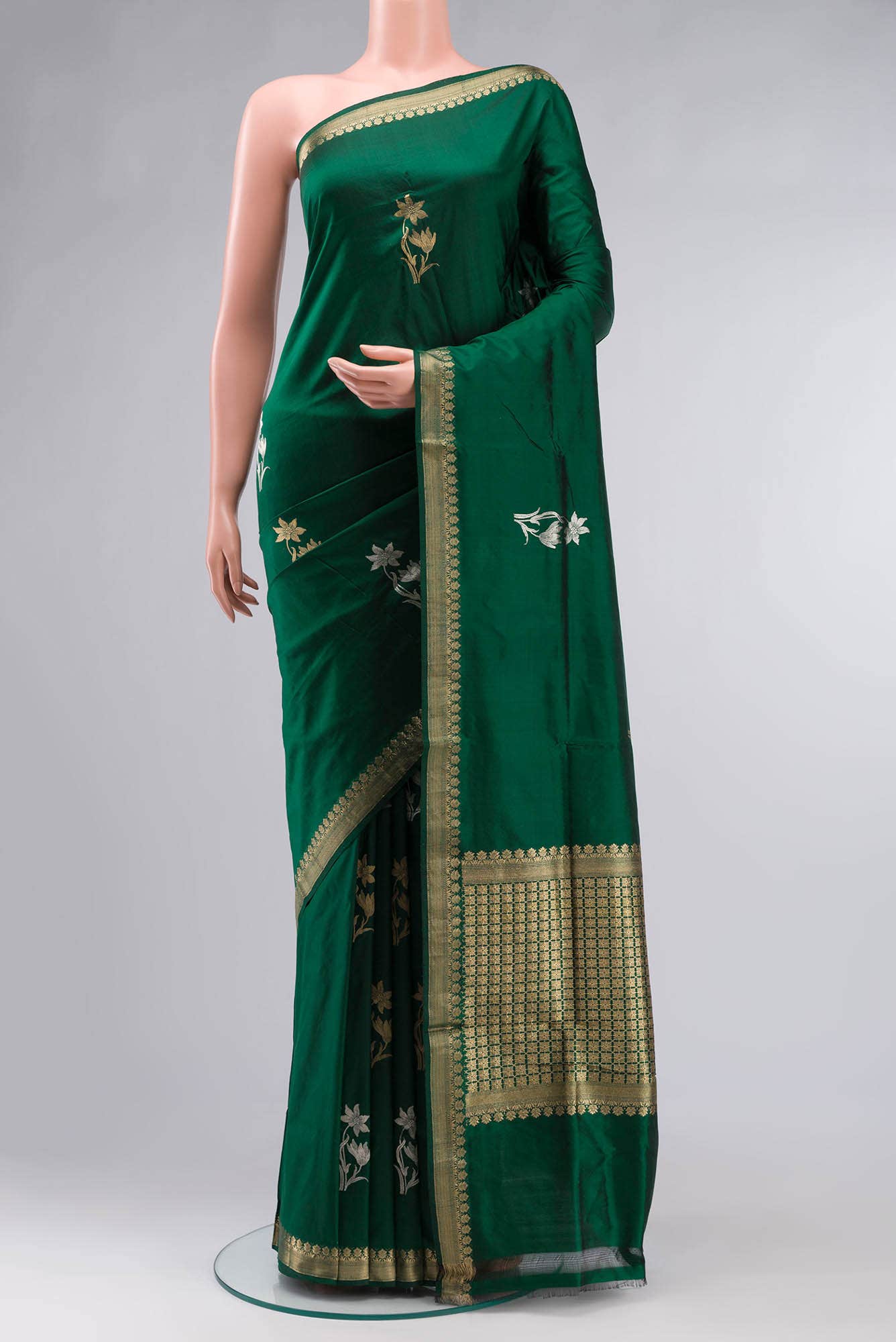 Green Banarasi Katan Silk Saree