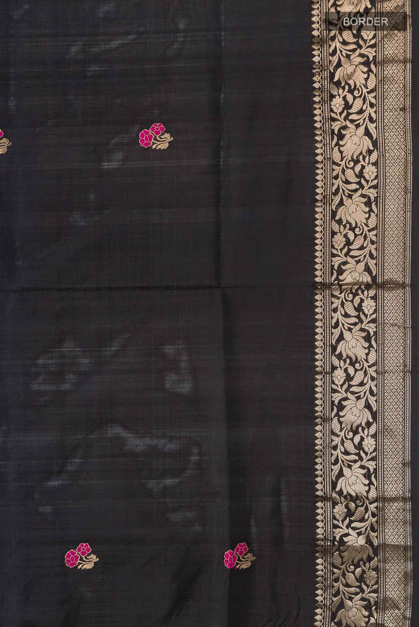 Black Banarasi Katan Silk Saree