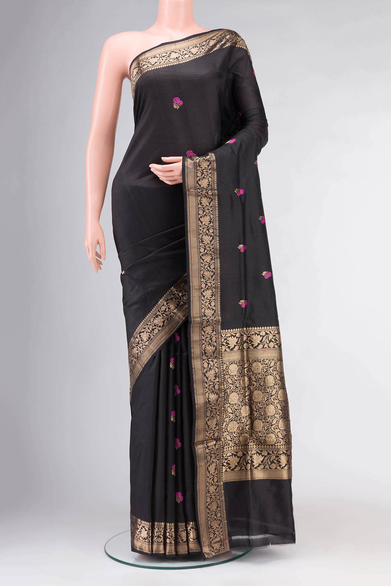 Black Banarasi Katan Silk Saree