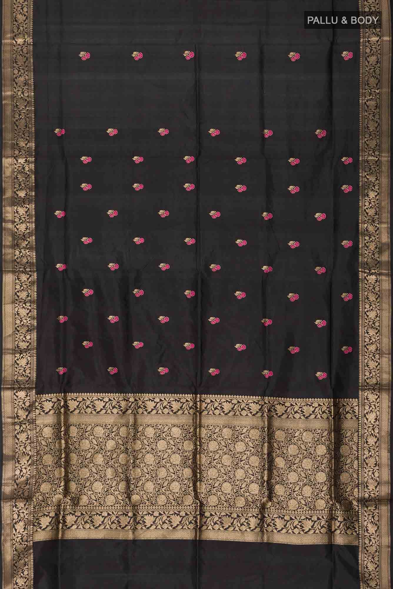 Black Banarasi Katan Silk Saree