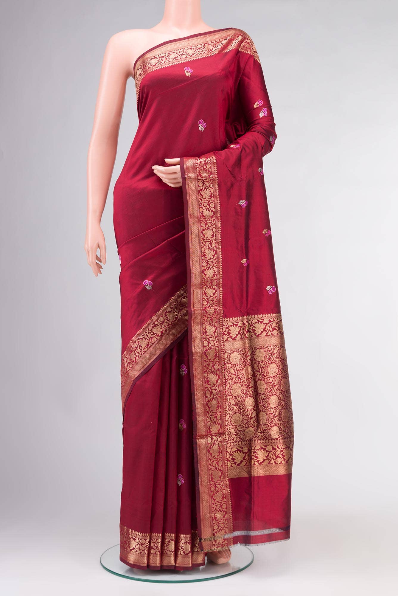 Maroon Banarasi Katan Silk Saree