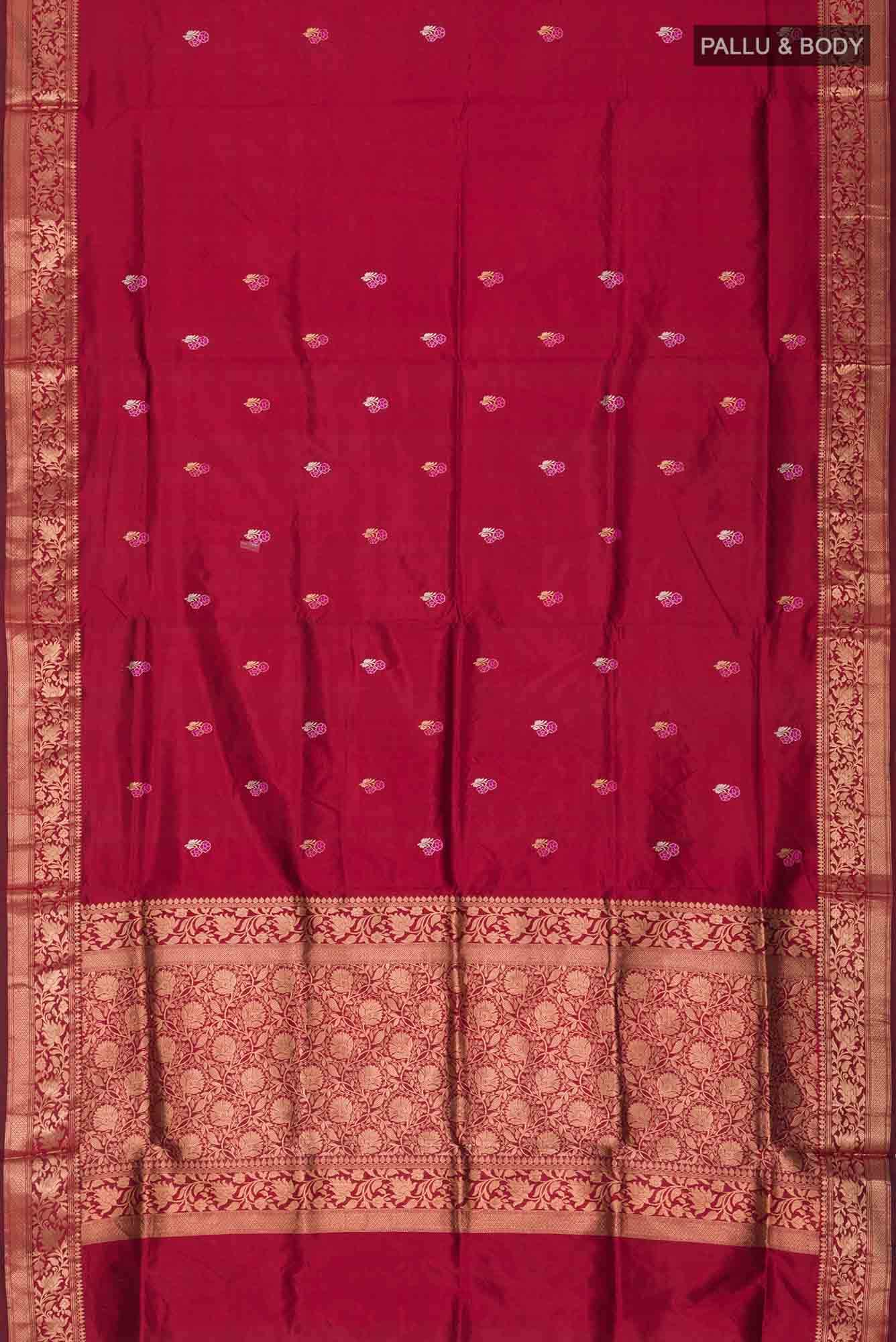 Maroon Banarasi Katan Silk Saree