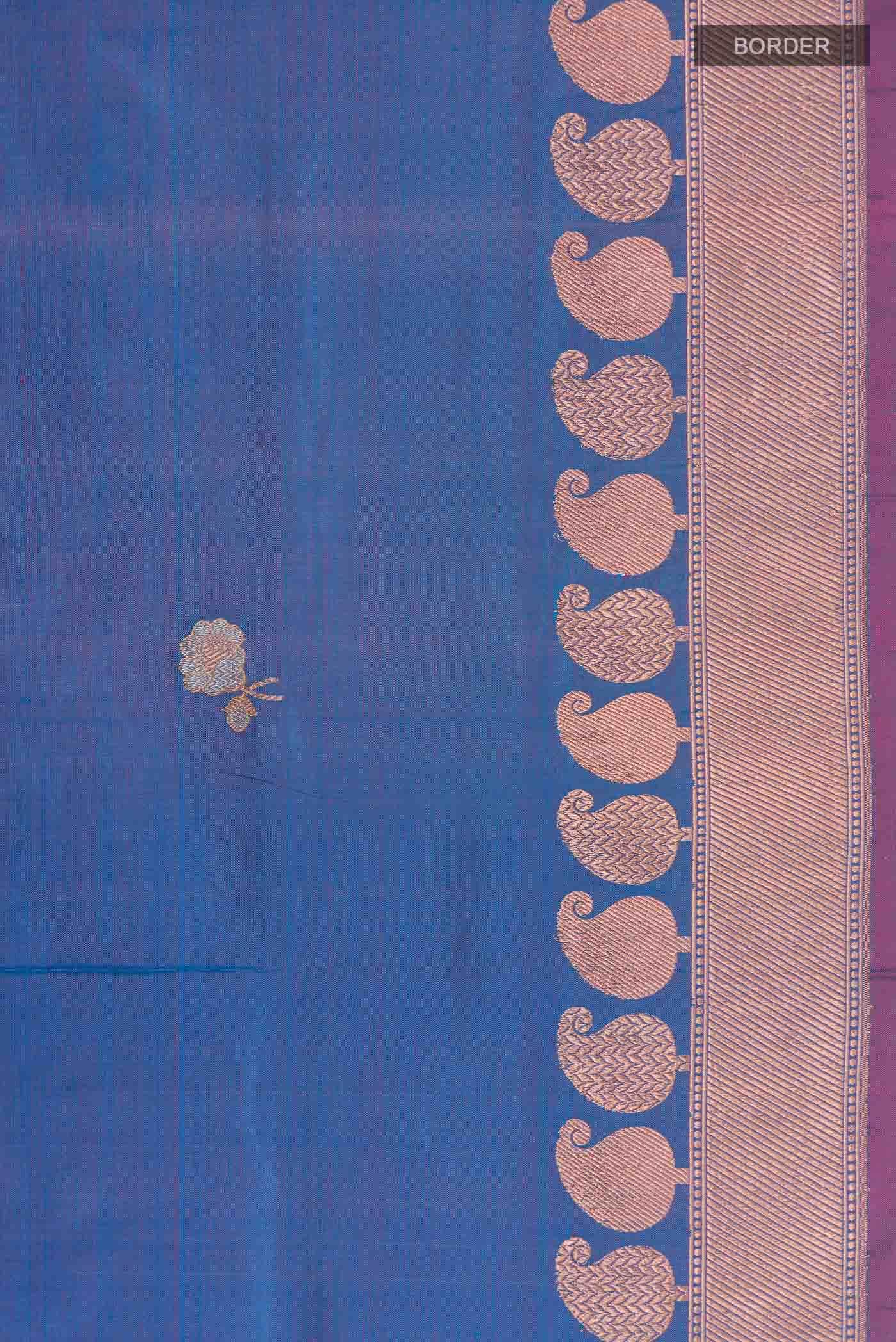 Blue with Red Dual Tone Banarasi Katan Silk Saree