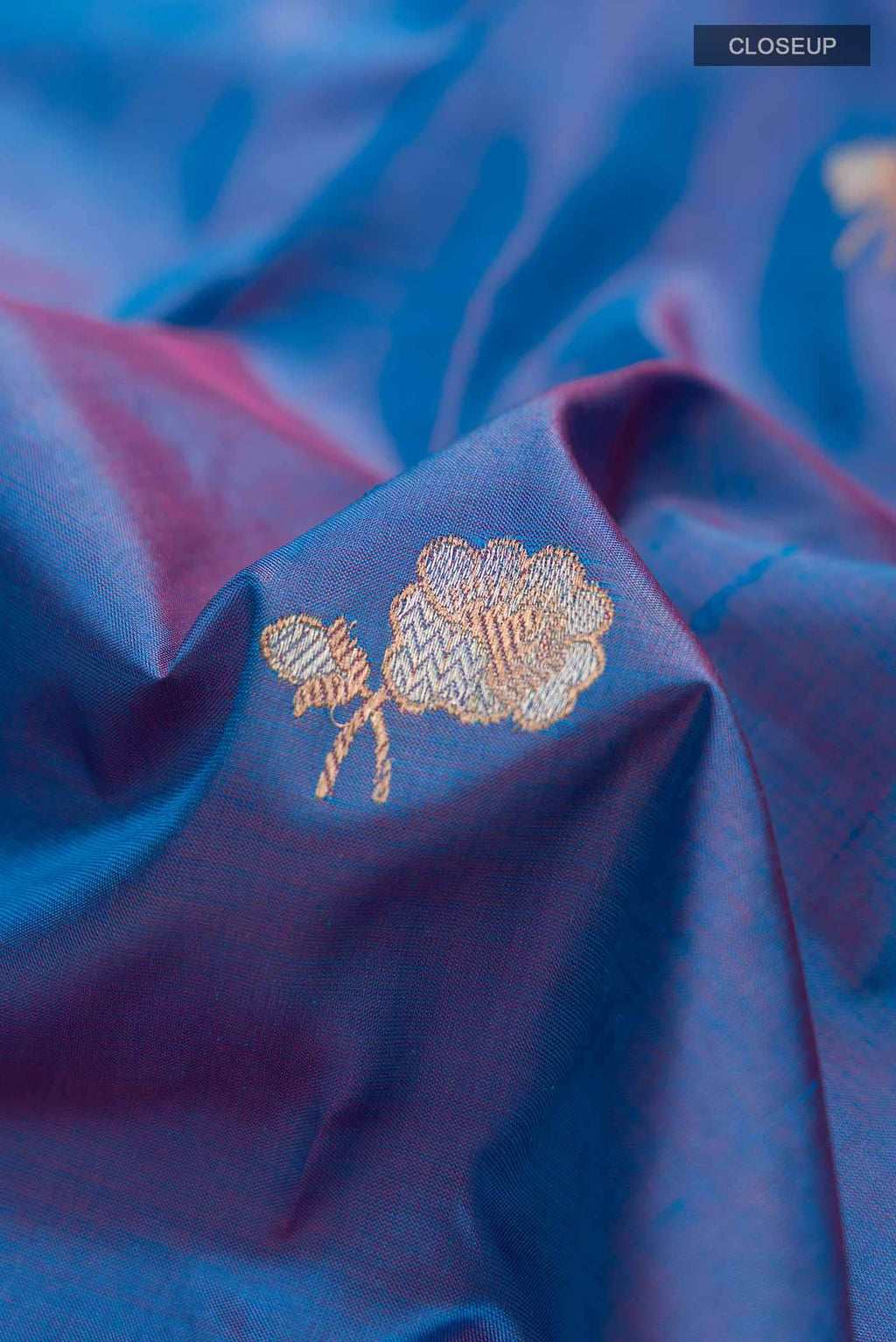 Blue with Red Dual Tone Banarasi Katan Silk Saree