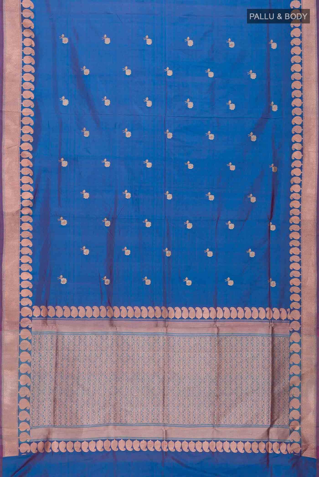 Blue with Red Dual Tone Banarasi Katan Silk Saree