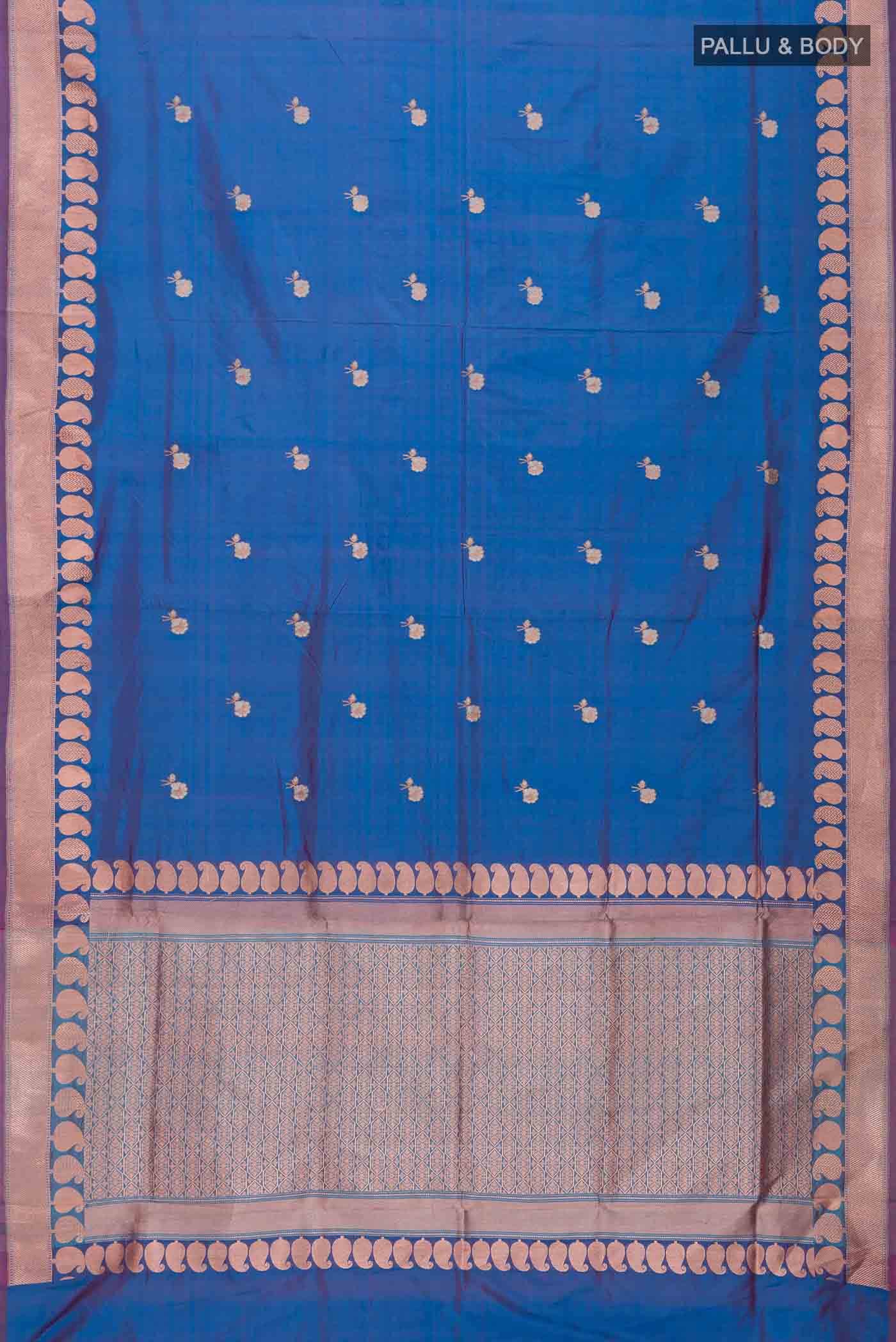 Blue with Red Dual Tone Banarasi Katan Silk Saree