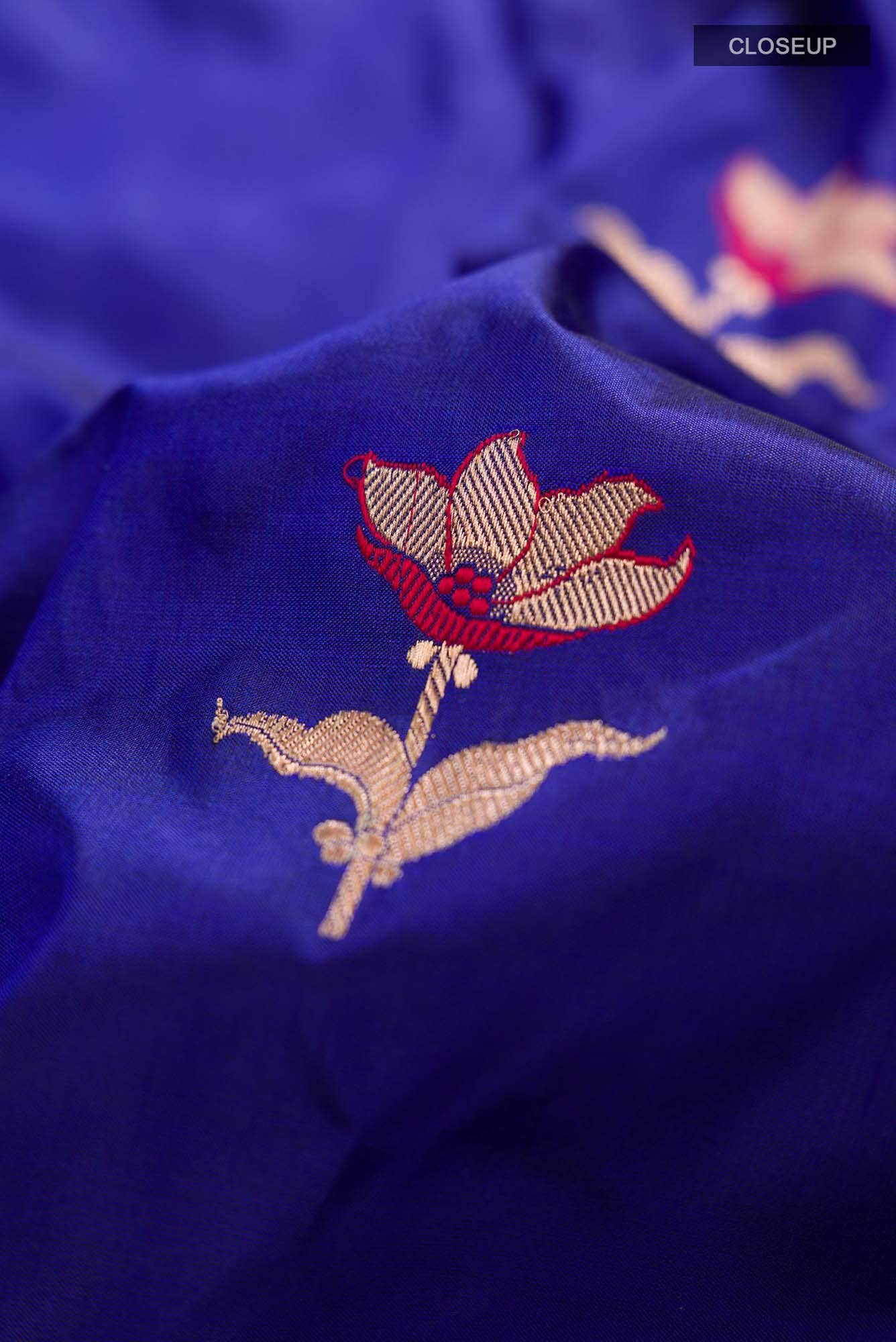 Blue Banarasi Katan Silk Saree