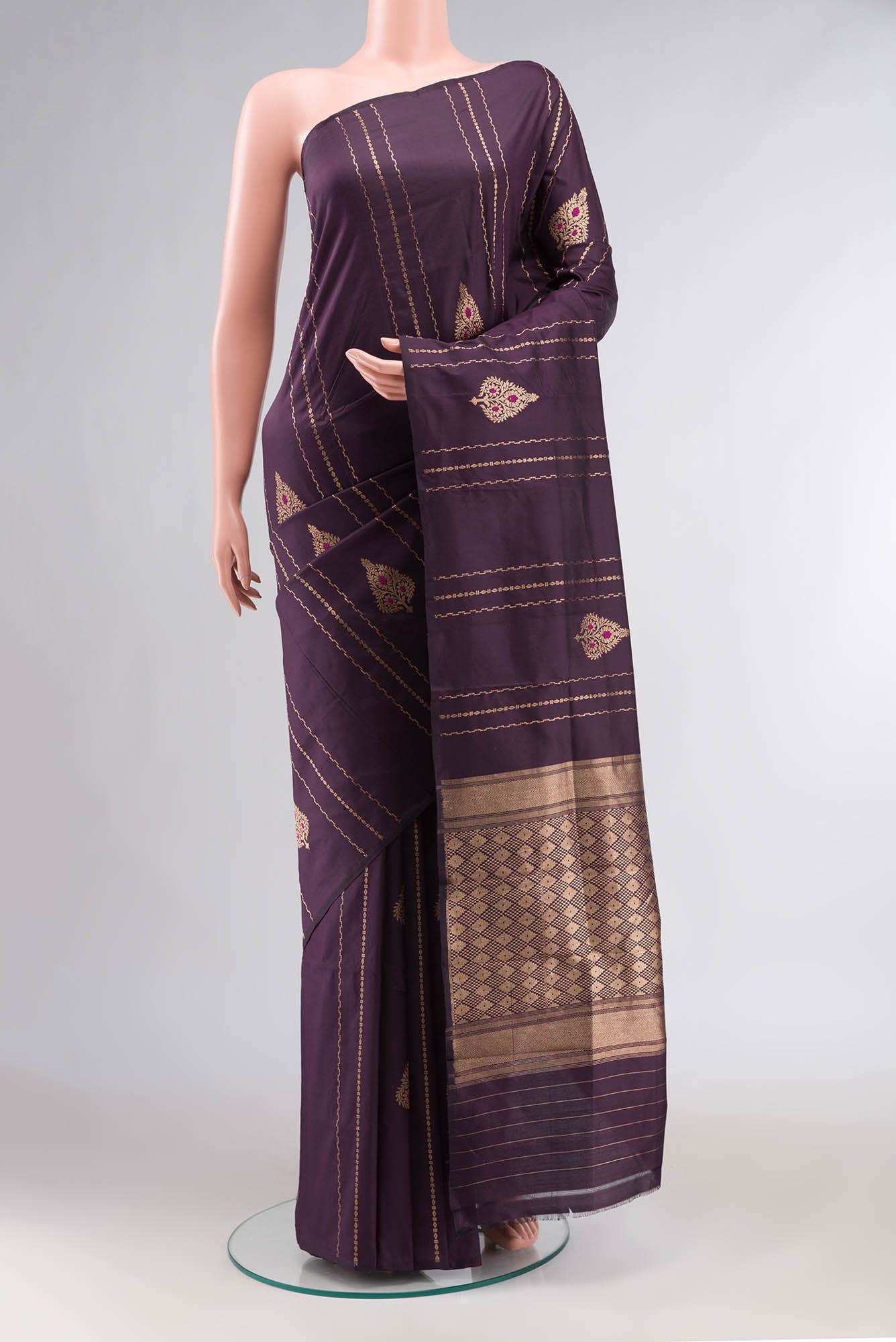 Purple Banarasi Katan Silk Saree