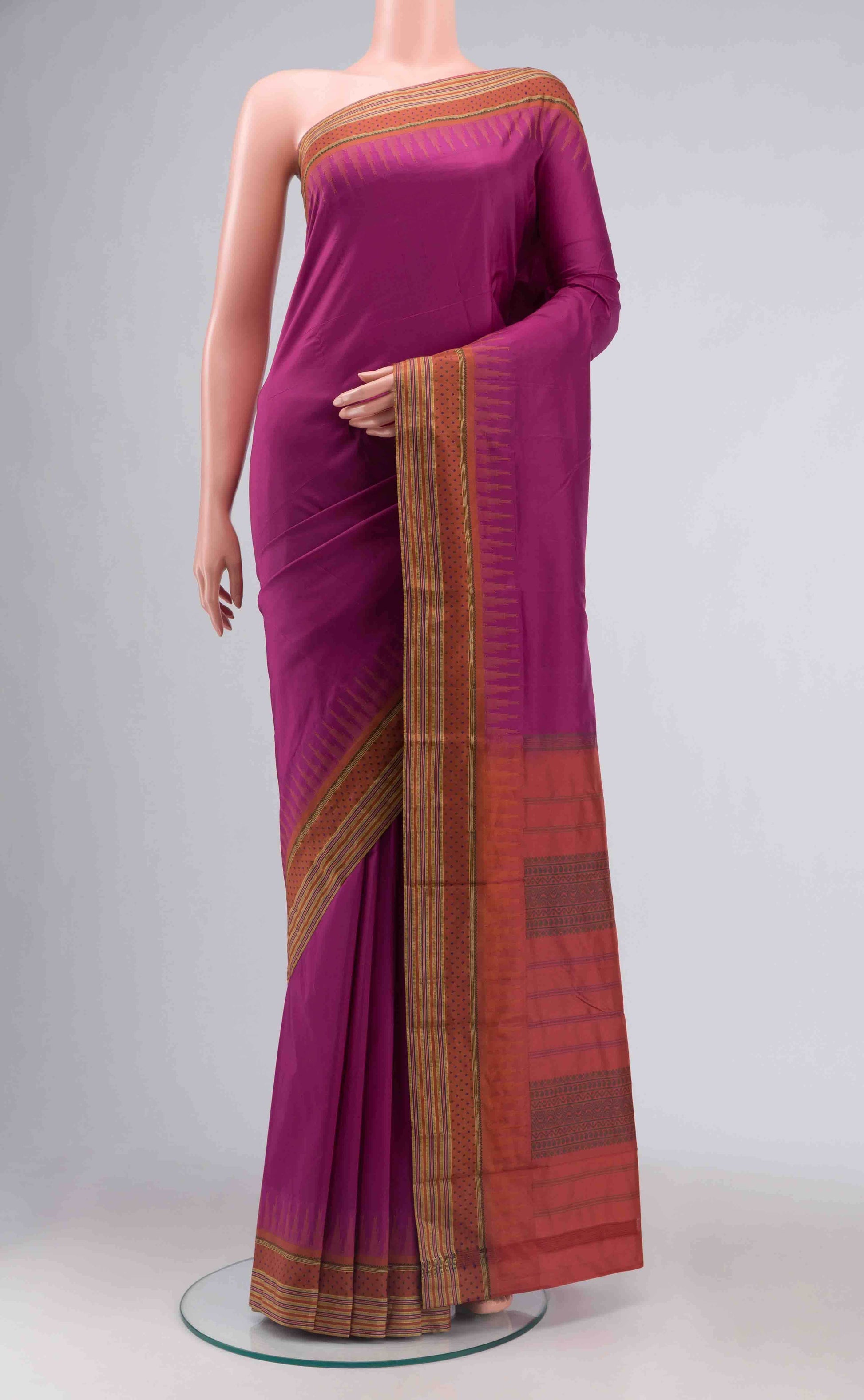 Magenta Bangalore Silk Saree