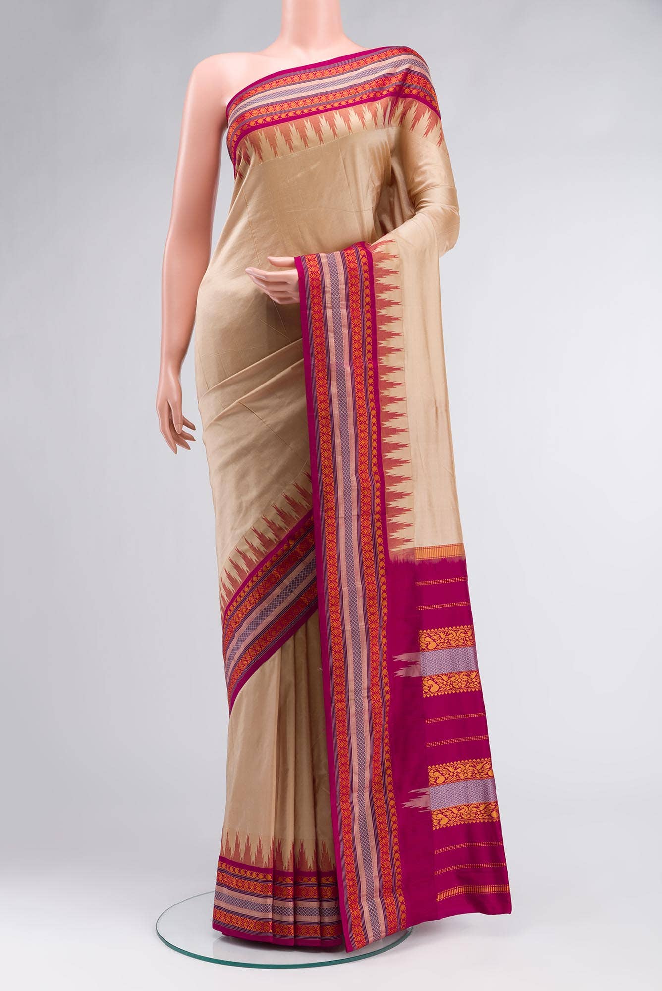 Beige Bangalore Silk Saree