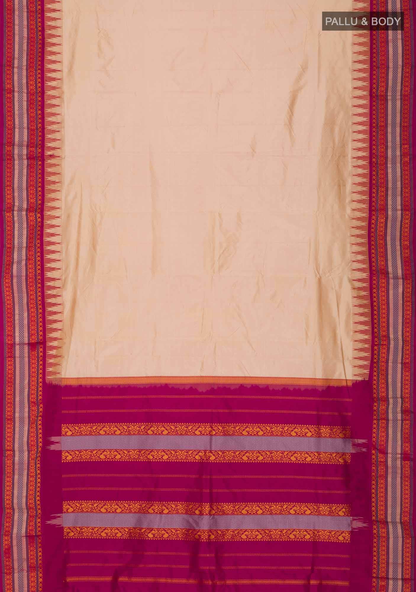 Beige Bangalore Silk Saree