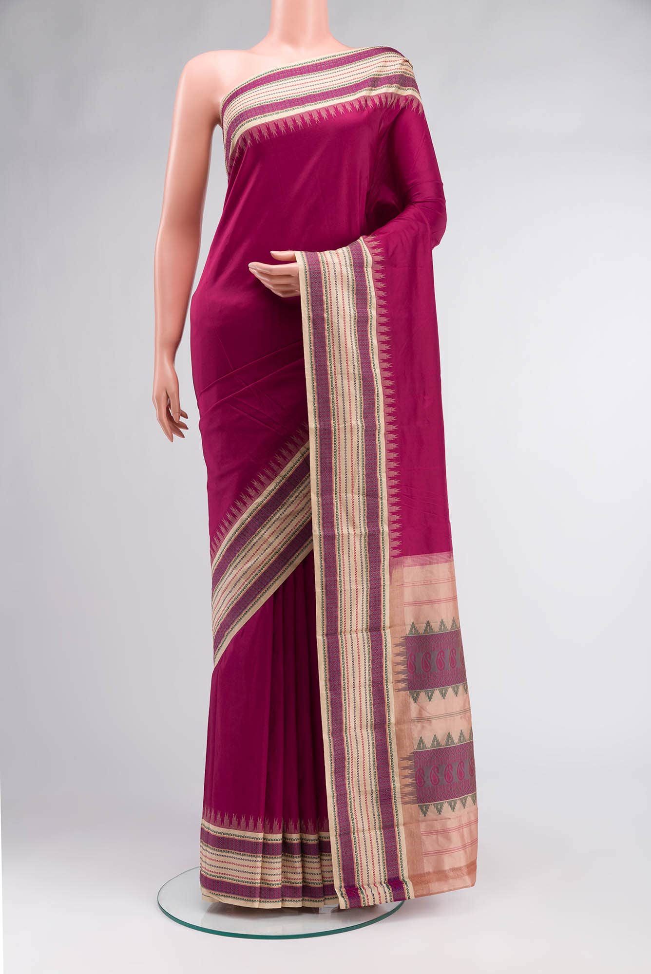 Dark Pink Bangalore Silk Saree