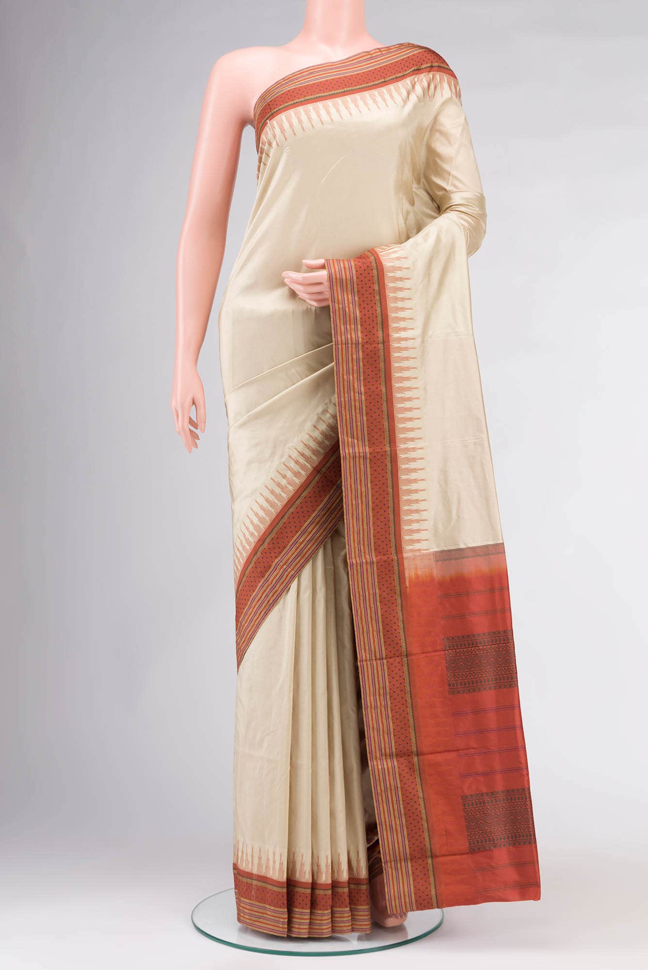 Beige Bangalore Silk Saree