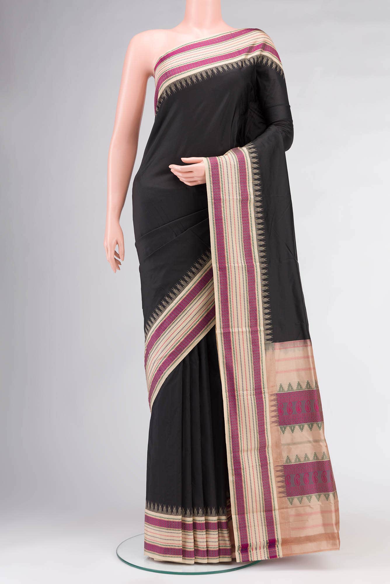 Black Bangalore Silk Saree
