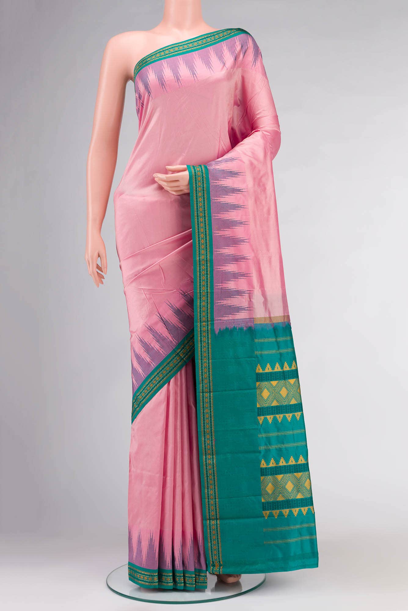 Rose pink Bangalore Silk Saree